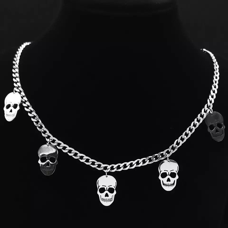 Jewelry Skeleton Skull Tassel Hip Hop Pendant Necklace Size ONE SIZE - 1 Thumbnail