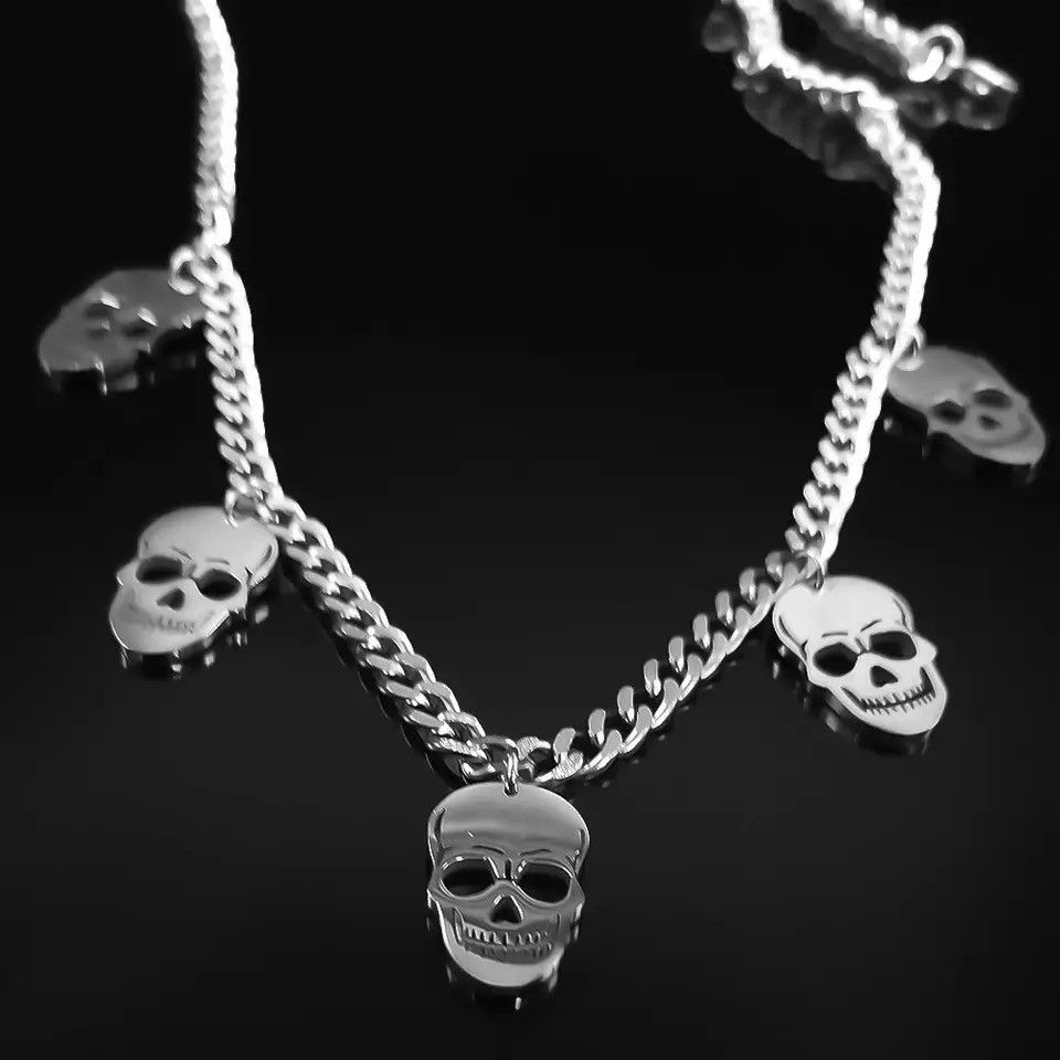 Jewelry Skeleton Skull Tassel Hip Hop Pendant Necklace Size ONE SIZE - 2 Thumbnail