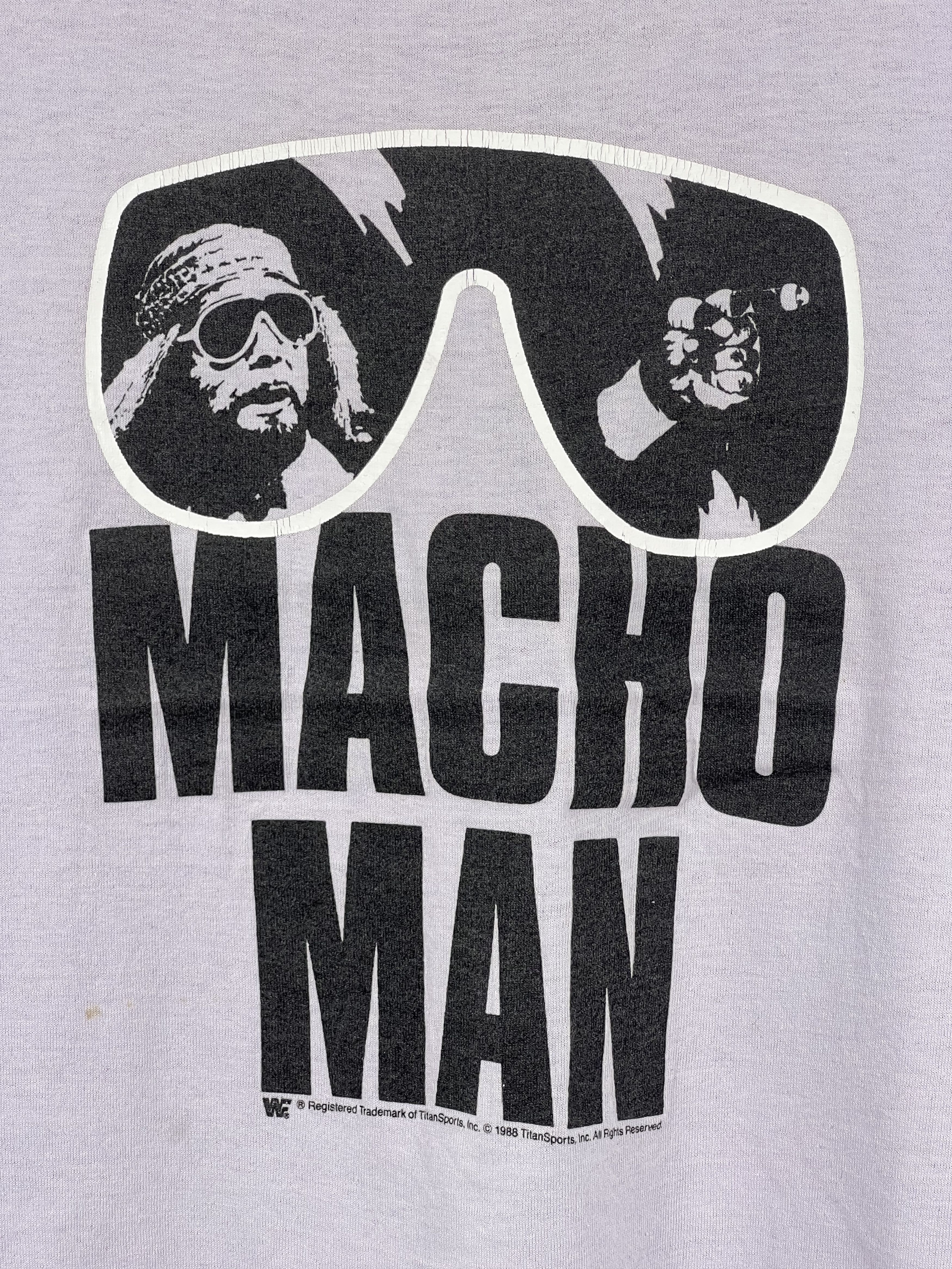 Vintage Vintage 80s WWF Macho Man Randy Savage Promo Tee (L) GTMB329 Size US L / EU 52-54 / 3 - 2 Thumbnail