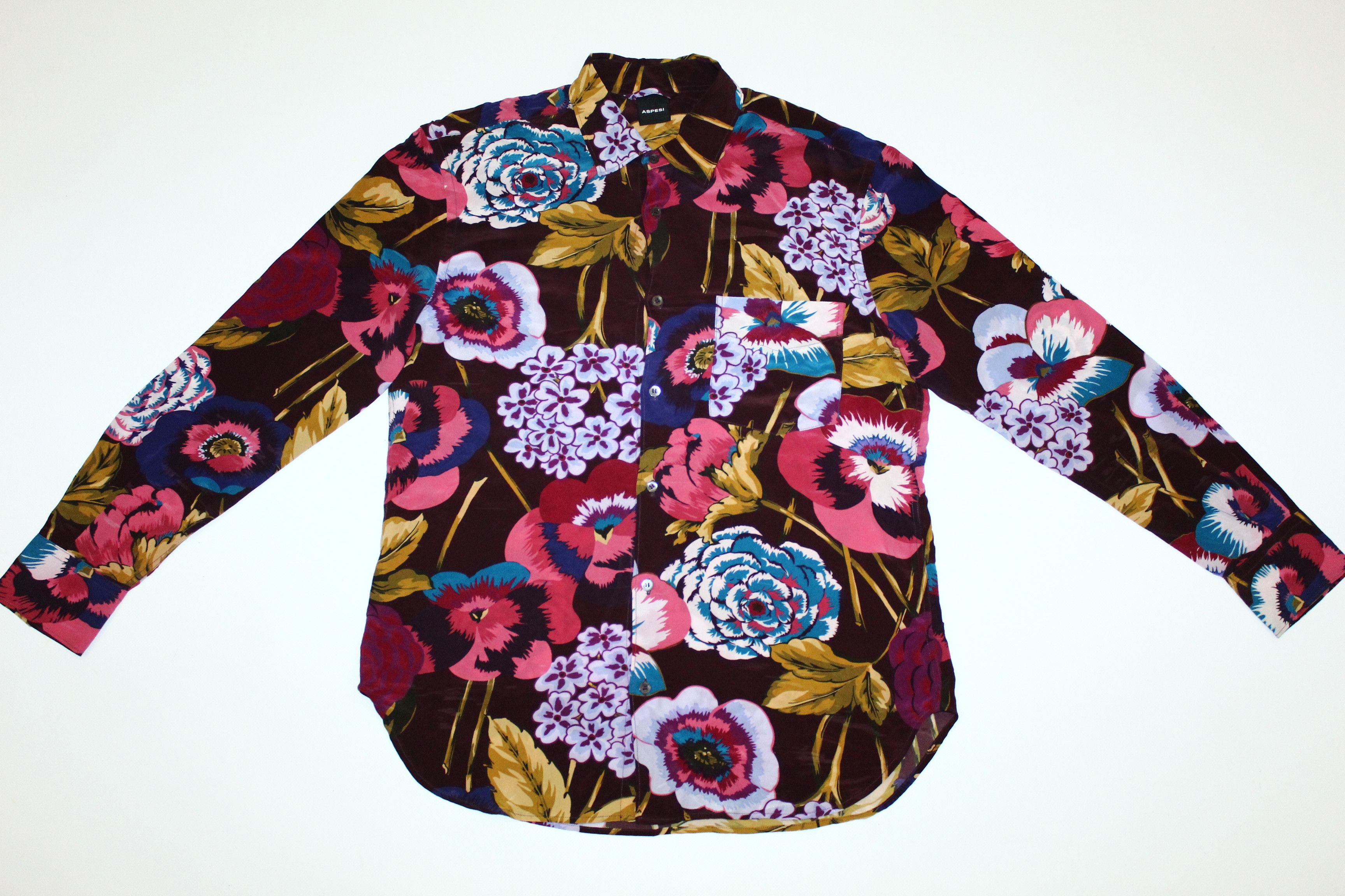 Aspesi Aspesi Luxury Floral Printed Silk Shirt Size US S / EU 44-46 / 1 - 2 Thumbnail
