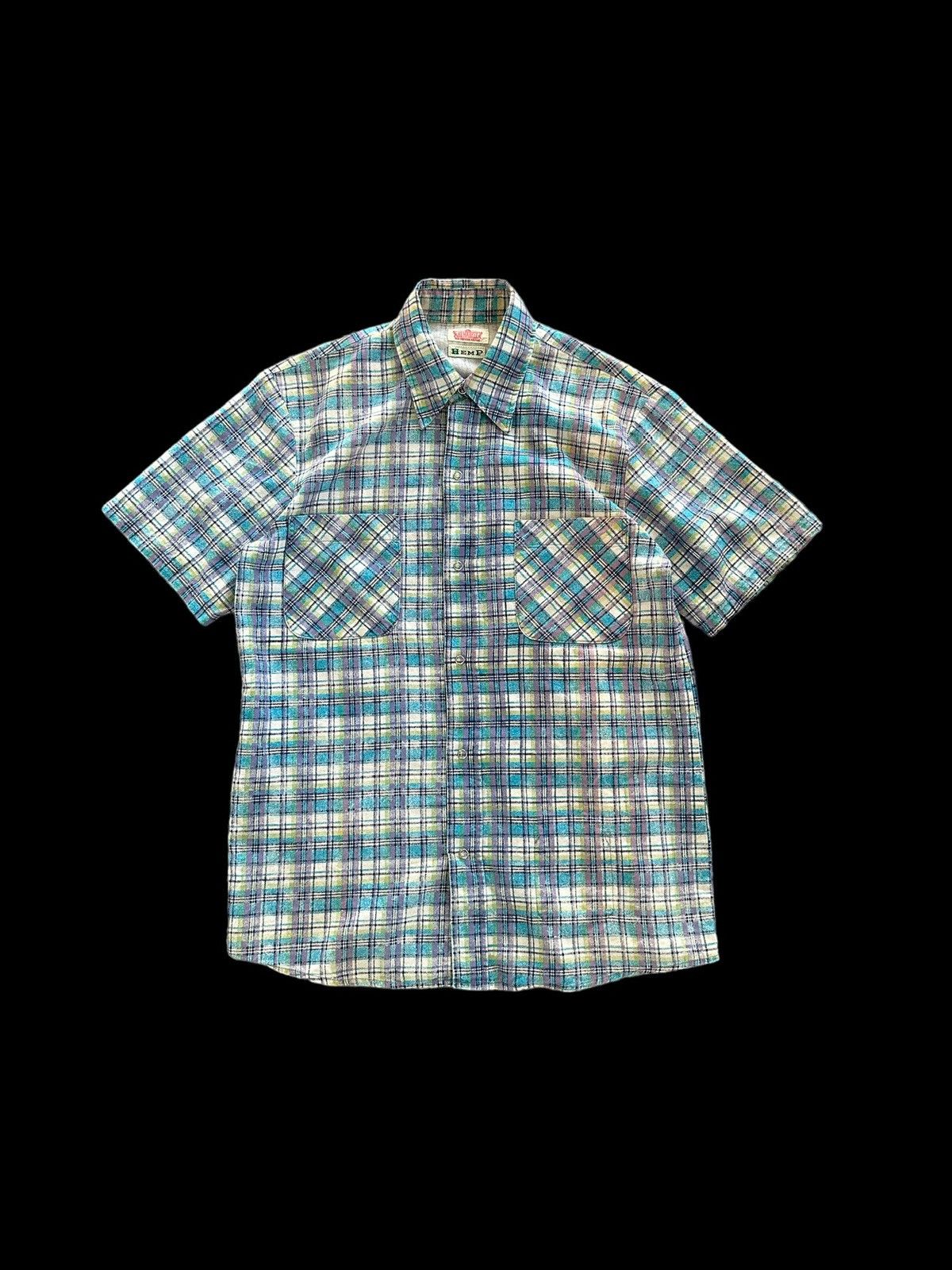 Blue Blue Japan × HOLLYWOOD RANCH MARKET × Japanese Brand 00's H.R Market x HEMP plaid shirt snap button Size US M / EU 48-50 / 2 - 1 Thumbnail
