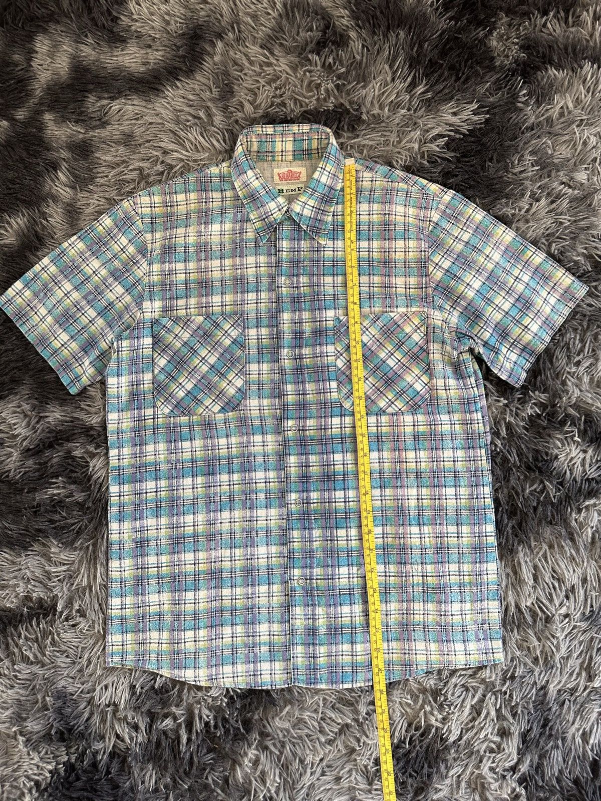 Blue Blue Japan × HOLLYWOOD RANCH MARKET × Japanese Brand 00's H.R Market x HEMP plaid shirt snap button Size US M / EU 48-50 / 2 - 15 Thumbnail