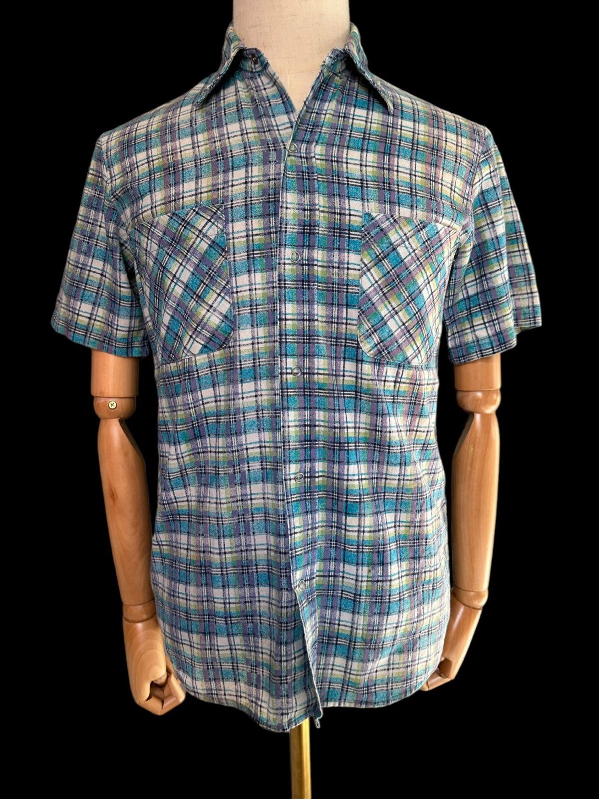 Blue Blue Japan × HOLLYWOOD RANCH MARKET × Japanese Brand 00's H.R Market x HEMP plaid shirt snap button Size US M / EU 48-50 / 2 - 5 Thumbnail