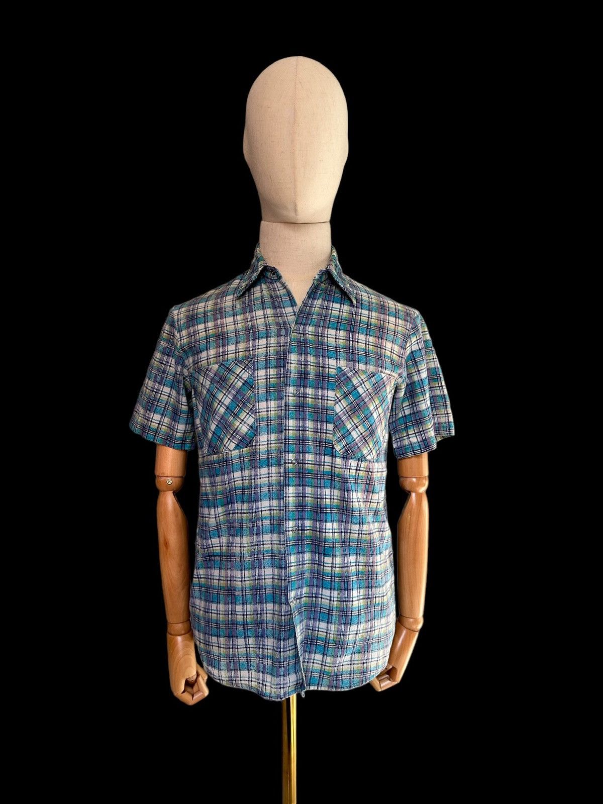 Blue Blue Japan × HOLLYWOOD RANCH MARKET × Japanese Brand 00's H.R Market x HEMP plaid shirt snap button Size US M / EU 48-50 / 2 - 4 Thumbnail