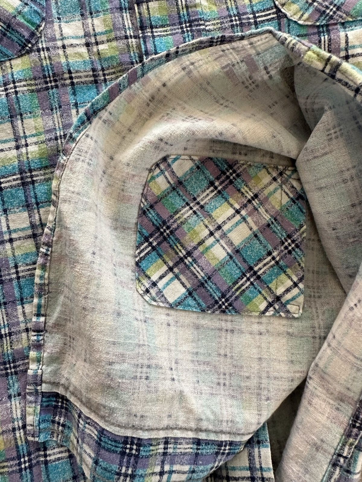 Blue Blue Japan × HOLLYWOOD RANCH MARKET × Japanese Brand 00's H.R Market x HEMP plaid shirt snap button Size US M / EU 48-50 / 2 - 9 Thumbnail