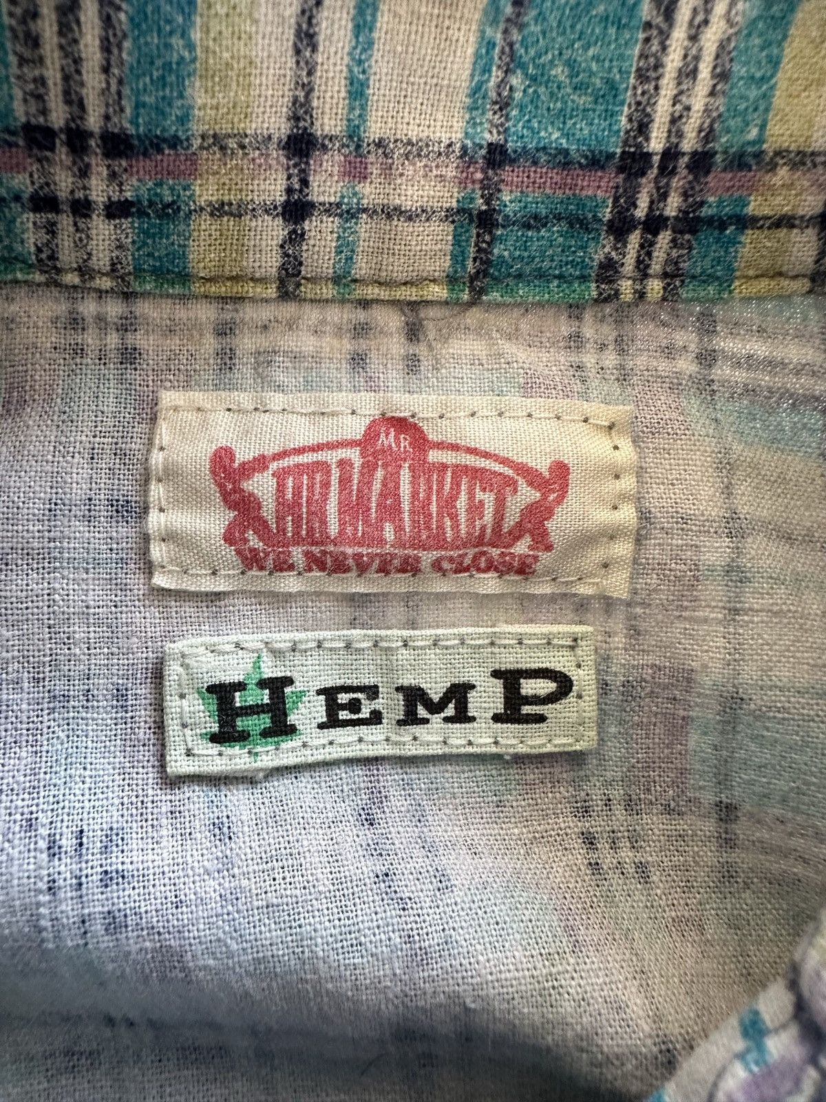 Blue Blue Japan × HOLLYWOOD RANCH MARKET × Japanese Brand 00's H.R Market x HEMP plaid shirt snap button Size US M / EU 48-50 / 2 - 11 Thumbnail