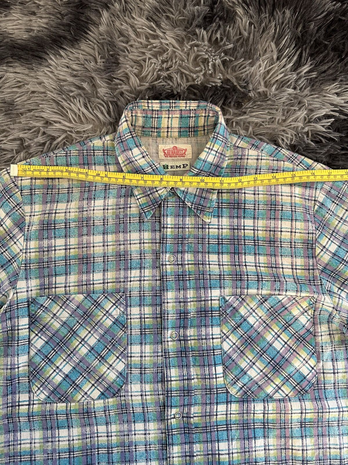Blue Blue Japan × HOLLYWOOD RANCH MARKET × Japanese Brand 00's H.R Market x HEMP plaid shirt snap button Size US M / EU 48-50 / 2 - 17 Thumbnail