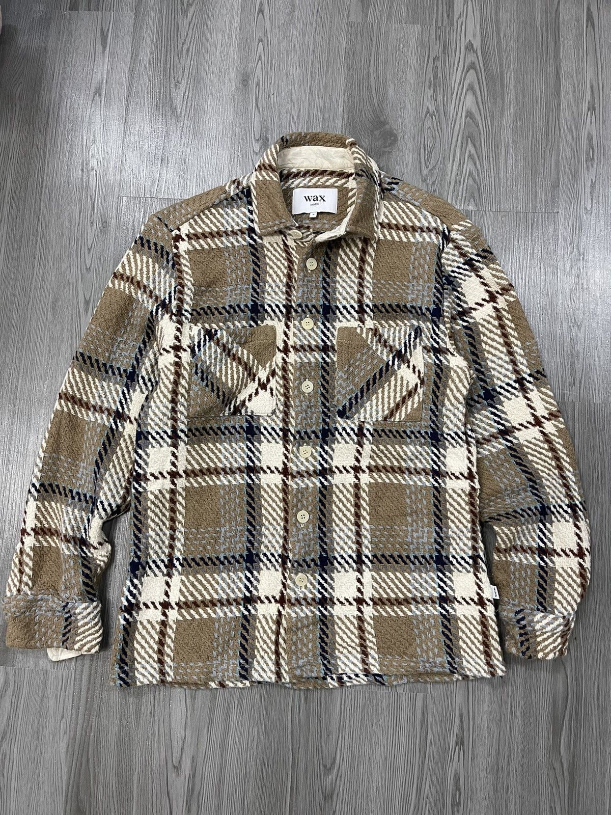 image of Wax London Plaid Whiting Overshirt Flannel in Brown Mix, Men's (Size Medium)