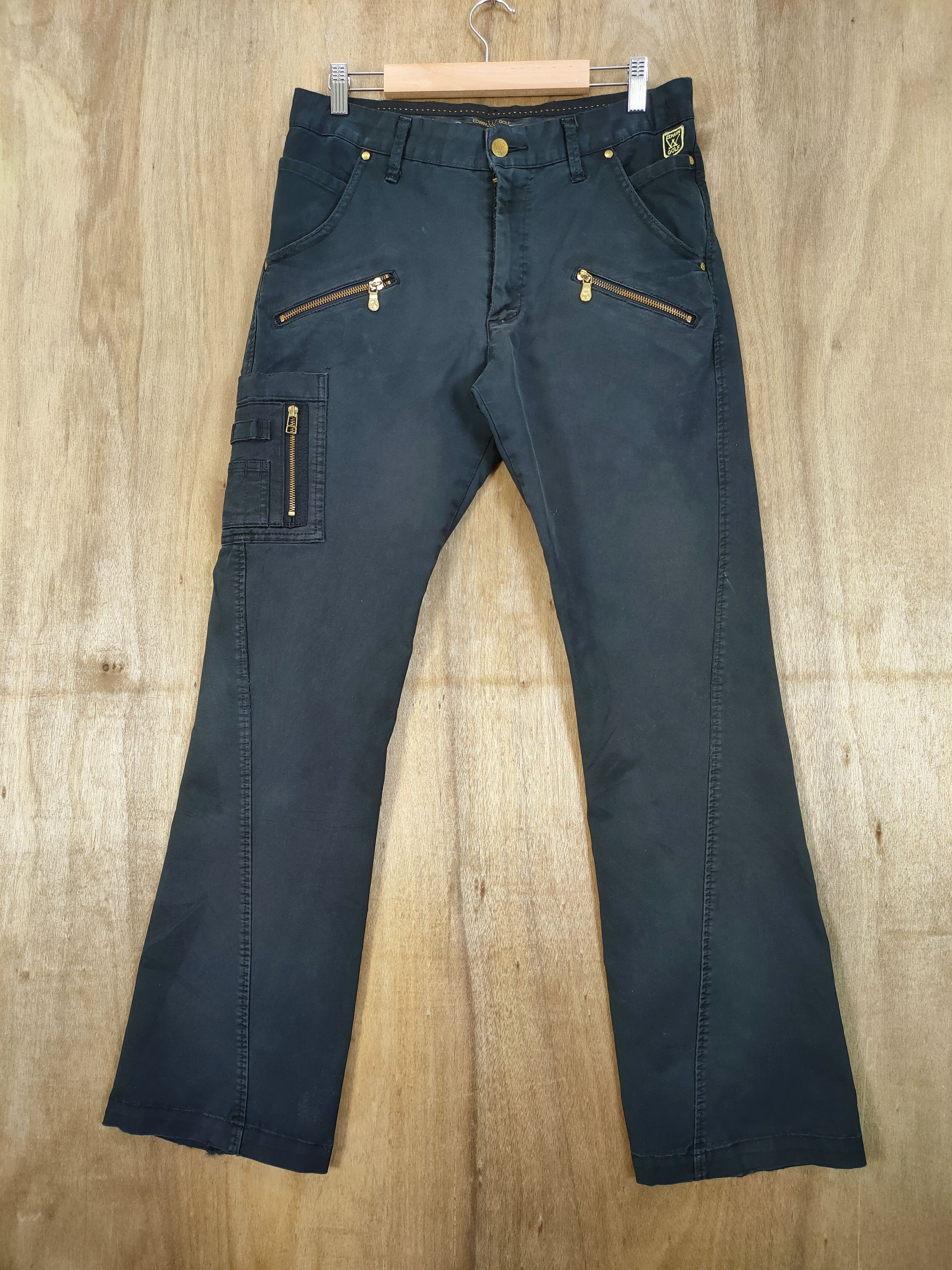 EDWIN BLACK FLARE CARGO PANTS MULTIPOCKET TACTICAL