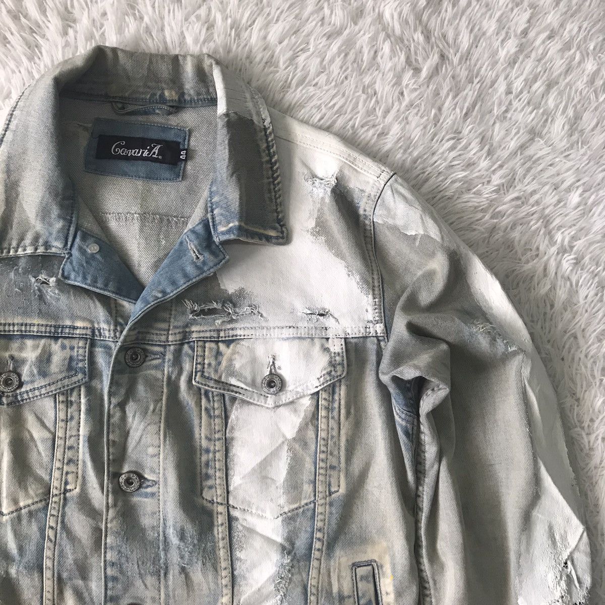 Japanese Brand CavariA Denim Jacket Distressed & Painted Size US M / EU 48-50 / 2 - 5 Thumbnail