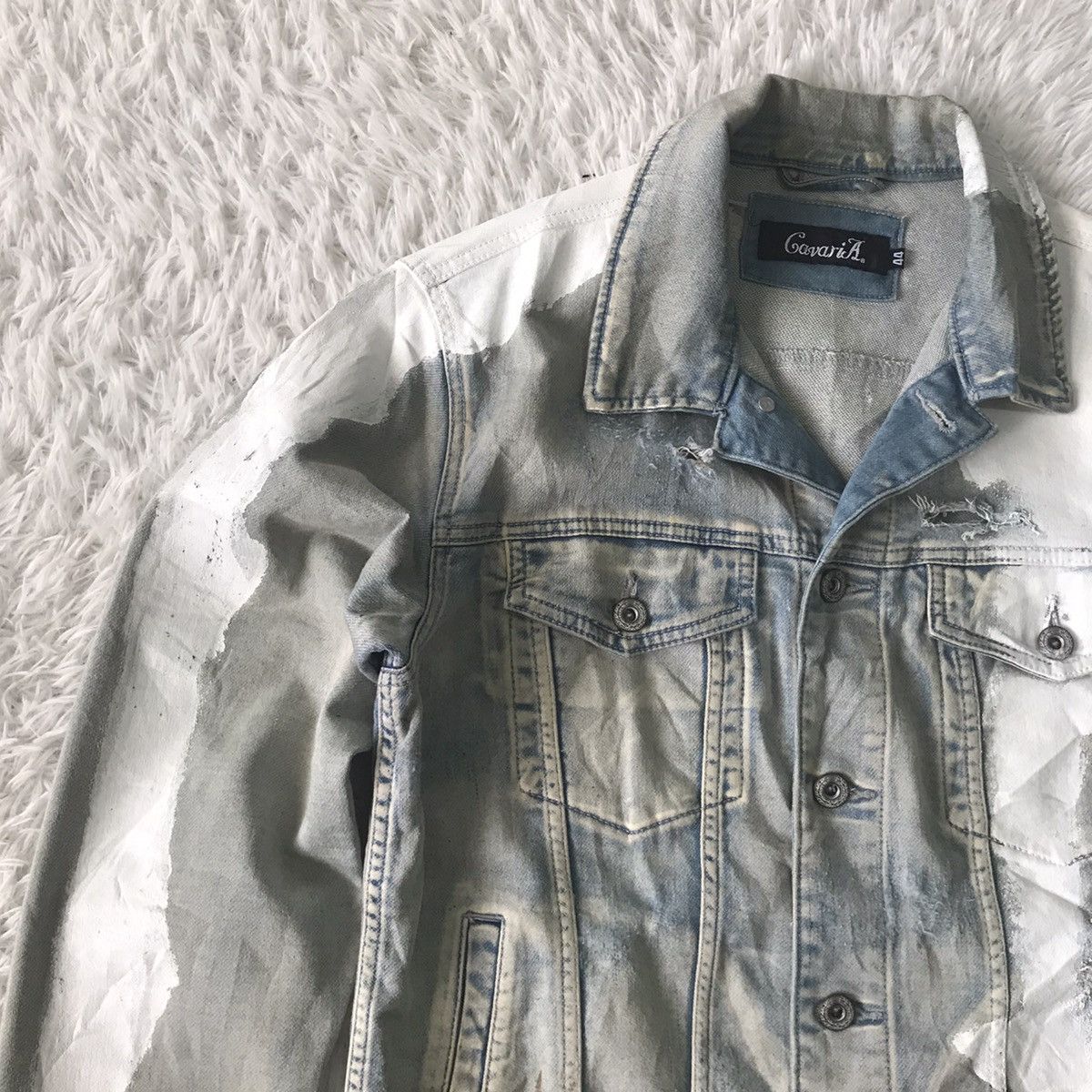 Japanese Brand CavariA Denim Jacket Distressed & Painted Size US M / EU 48-50 / 2 - 6 Thumbnail