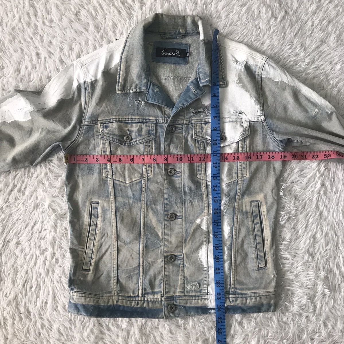 Japanese Brand CavariA Denim Jacket Distressed & Painted Size US M / EU 48-50 / 2 - 16 Thumbnail