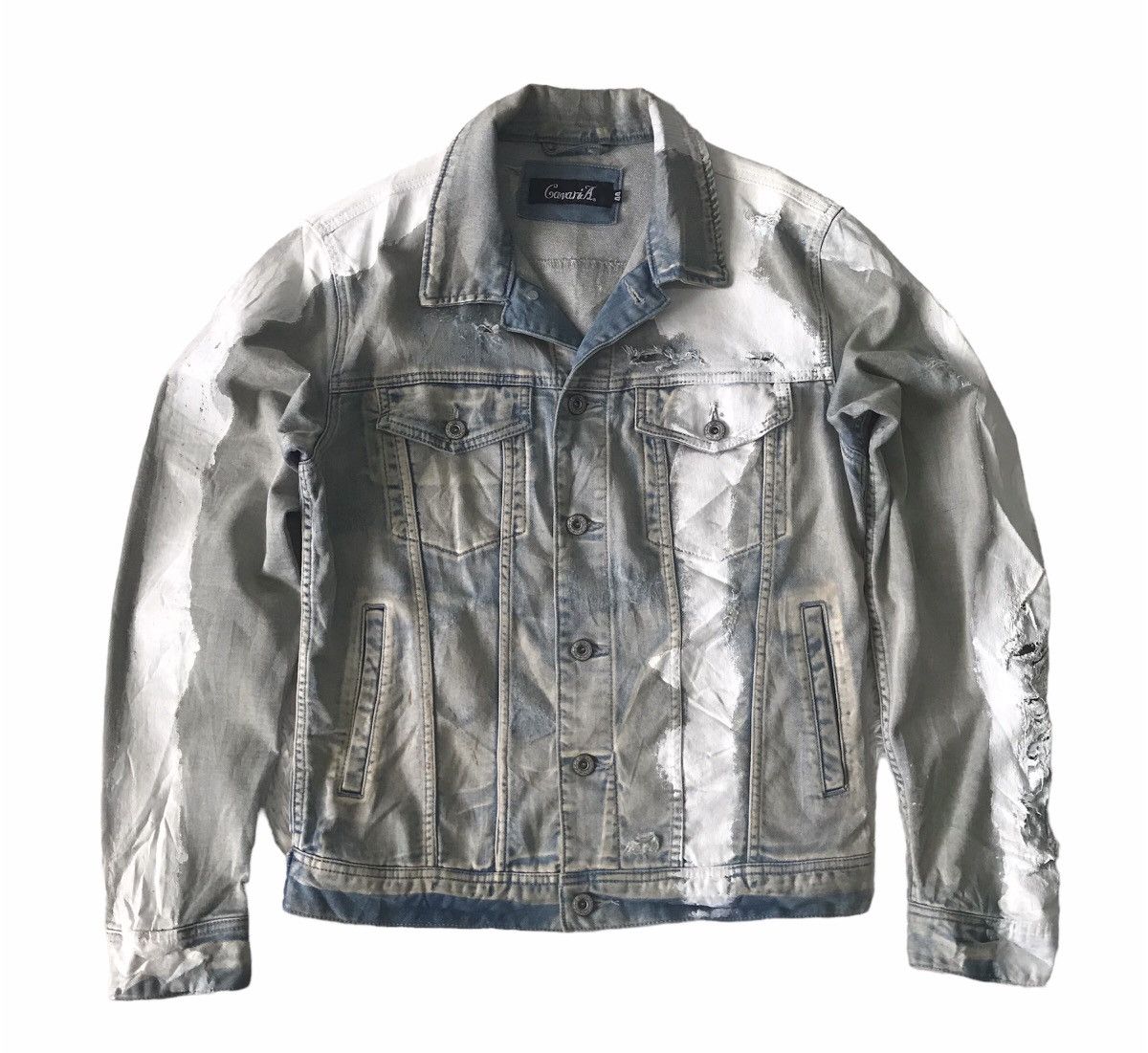 Japanese Brand CavariA Denim Jacket Distressed & Painted Size US M / EU 48-50 / 2 - 1 Thumbnail
