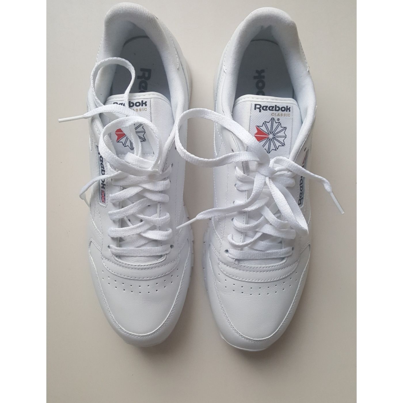 Reebok Classic White Leather Low Top Iconic Sneakers Size US 12 / EU 45 - 3 Thumbnail