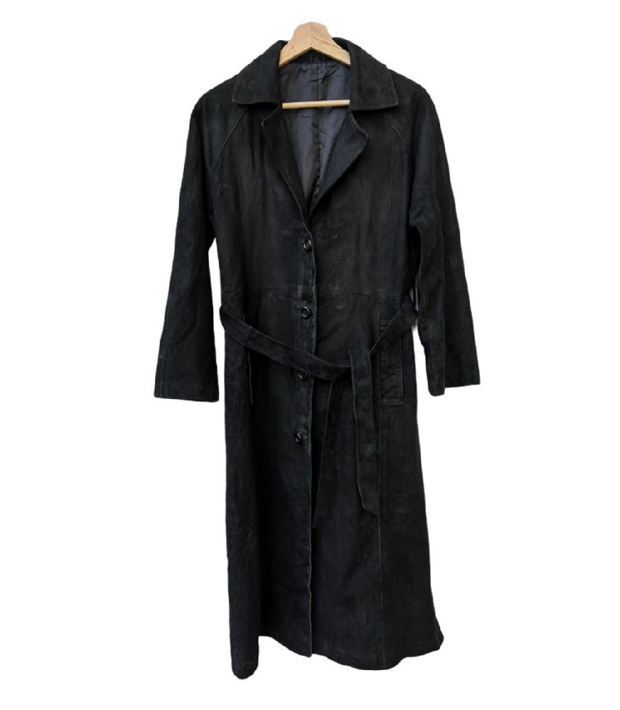 image of Long Coat Leather Jacket in Black, Men's (Size Medium)
