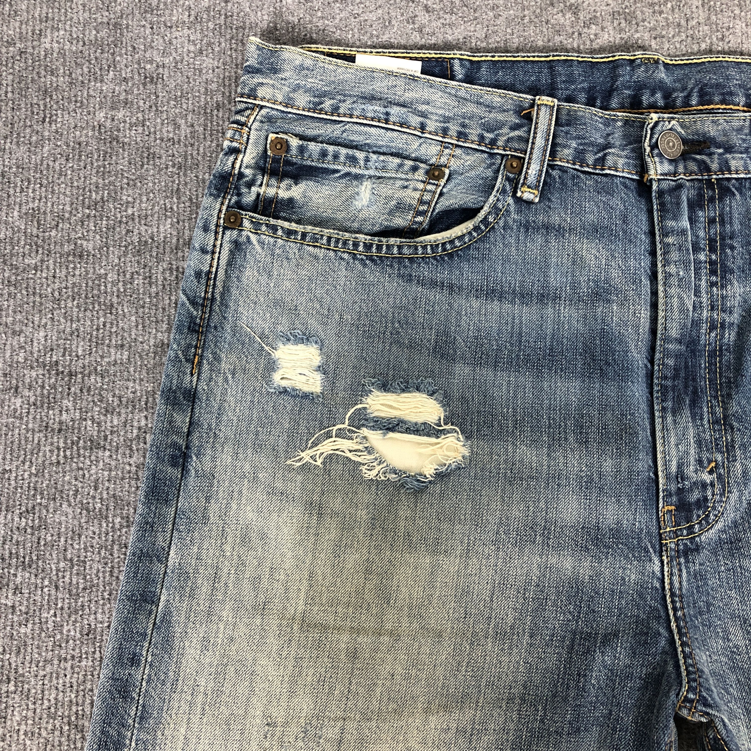 Levi's Vintage Y2k Levi's 522 Distress Faded Blue Denim Jean Size US 38 / EU 54 - 6 Thumbnail