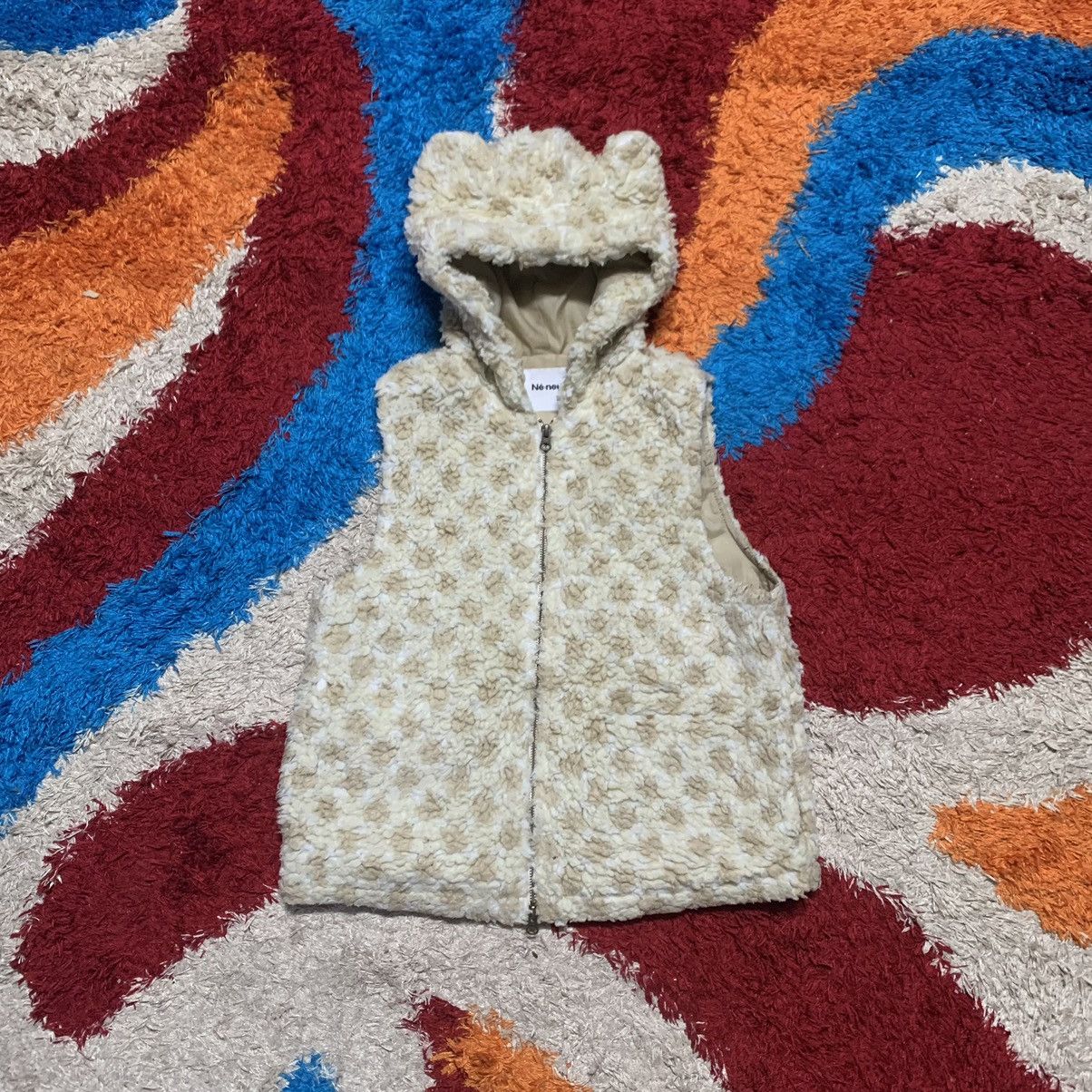 Ne-Net RARE!! NE-NET BY ISSEY MIYAKE BEAR FUR EAR HOODIE VEST Size 38S - 4 Thumbnail