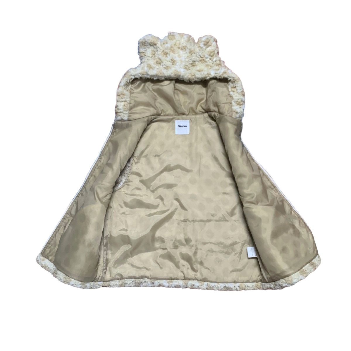 Ne-Net RARE!! NE-NET BY ISSEY MIYAKE BEAR FUR EAR HOODIE VEST Size 38S - 3 Thumbnail