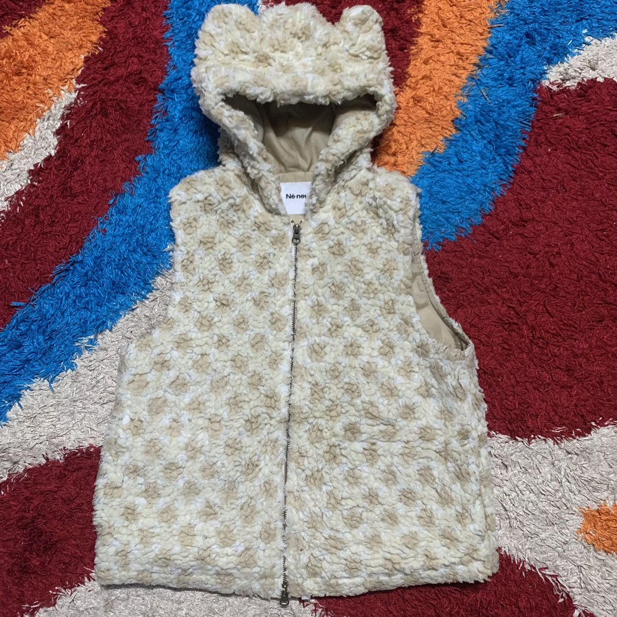 Ne-Net RARE!! NE-NET BY ISSEY MIYAKE BEAR FUR EAR HOODIE VEST Size 38S - 5 Thumbnail