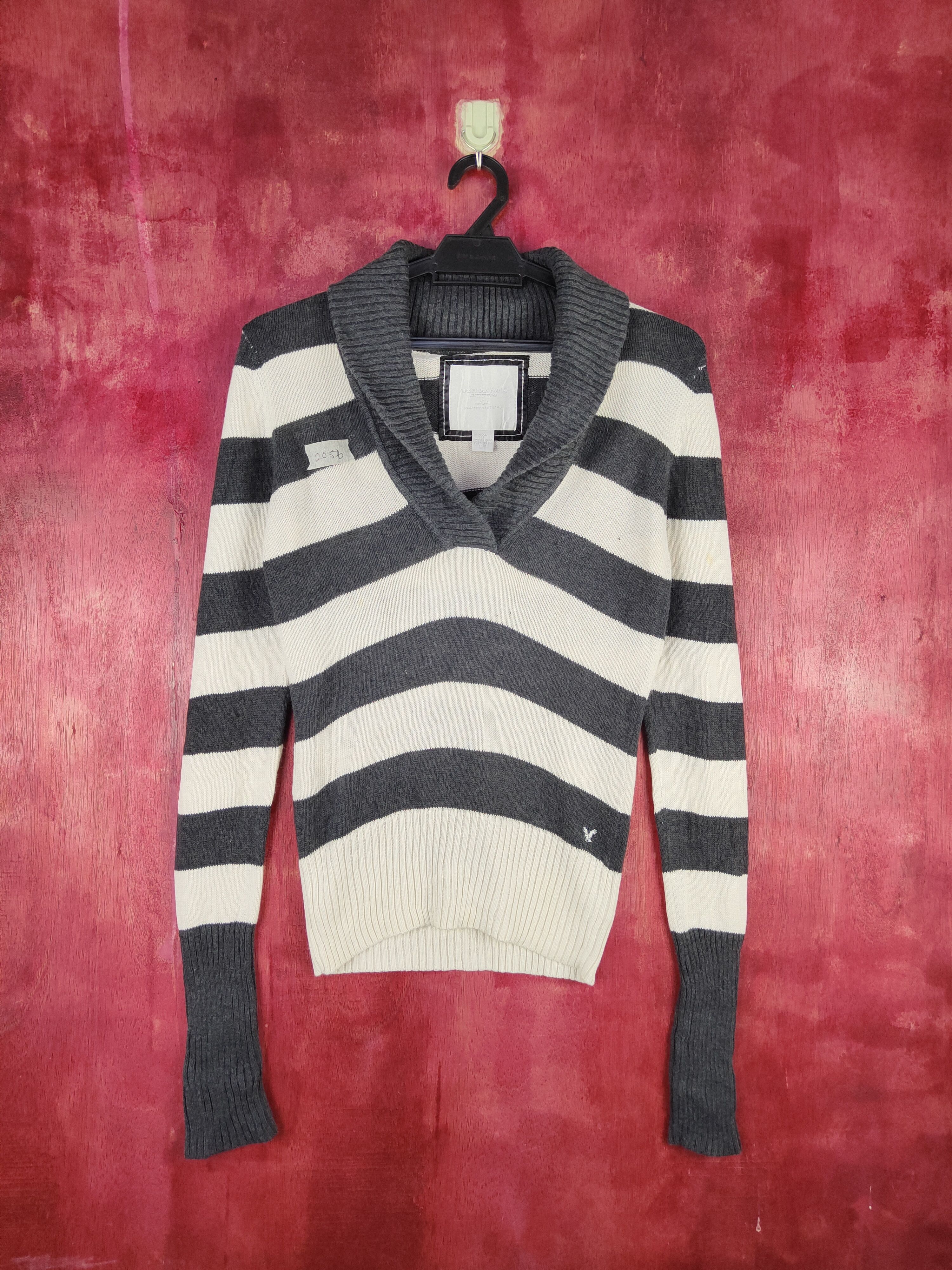 image of American Eagle Outfitters Black/white Knitwear Sweater 205B, Women's (Size Small)