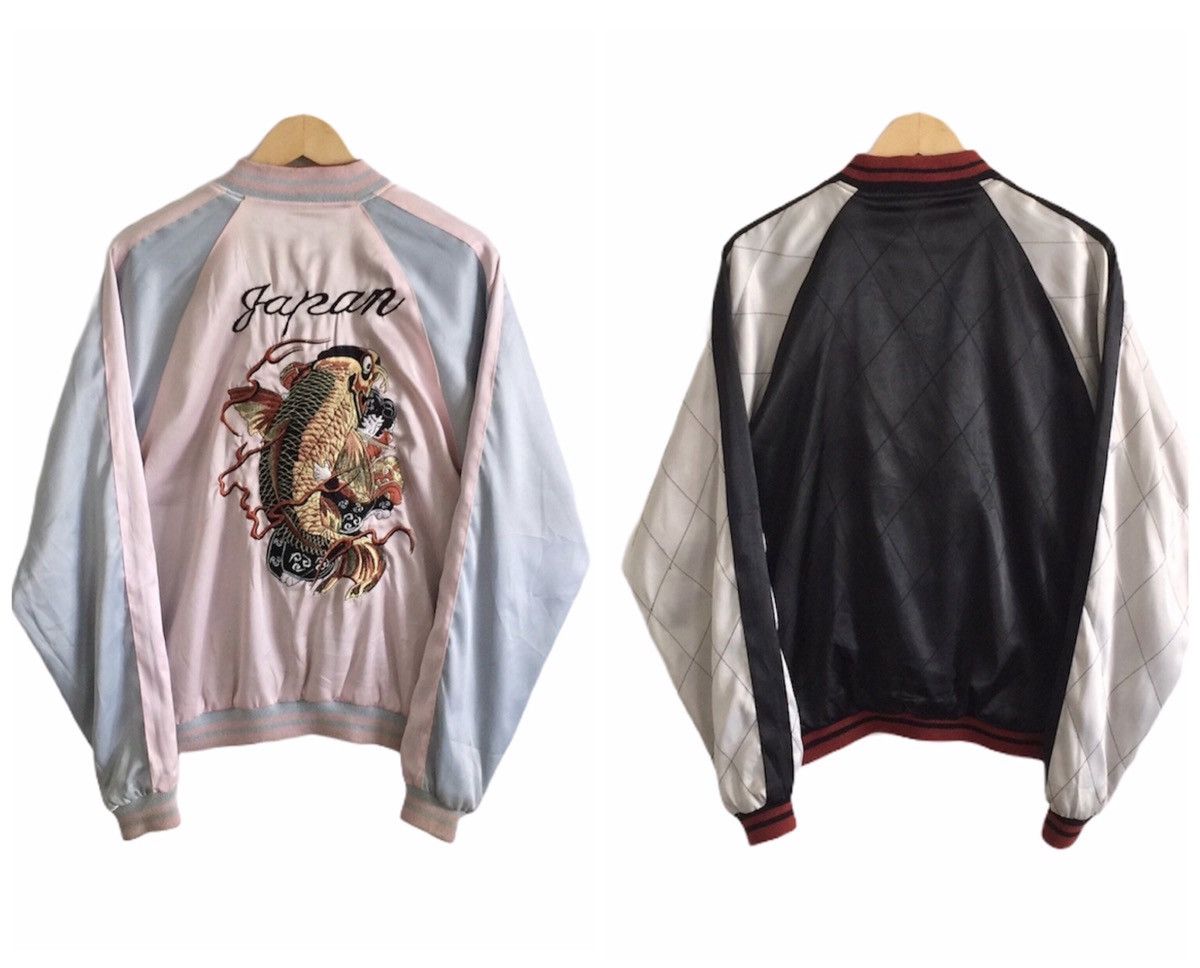 image of Sukajan Souvenir Jacket Sukajan Koi Jacket Reversible Embroidery Souvenirs Jacket in Mix (Size XL)