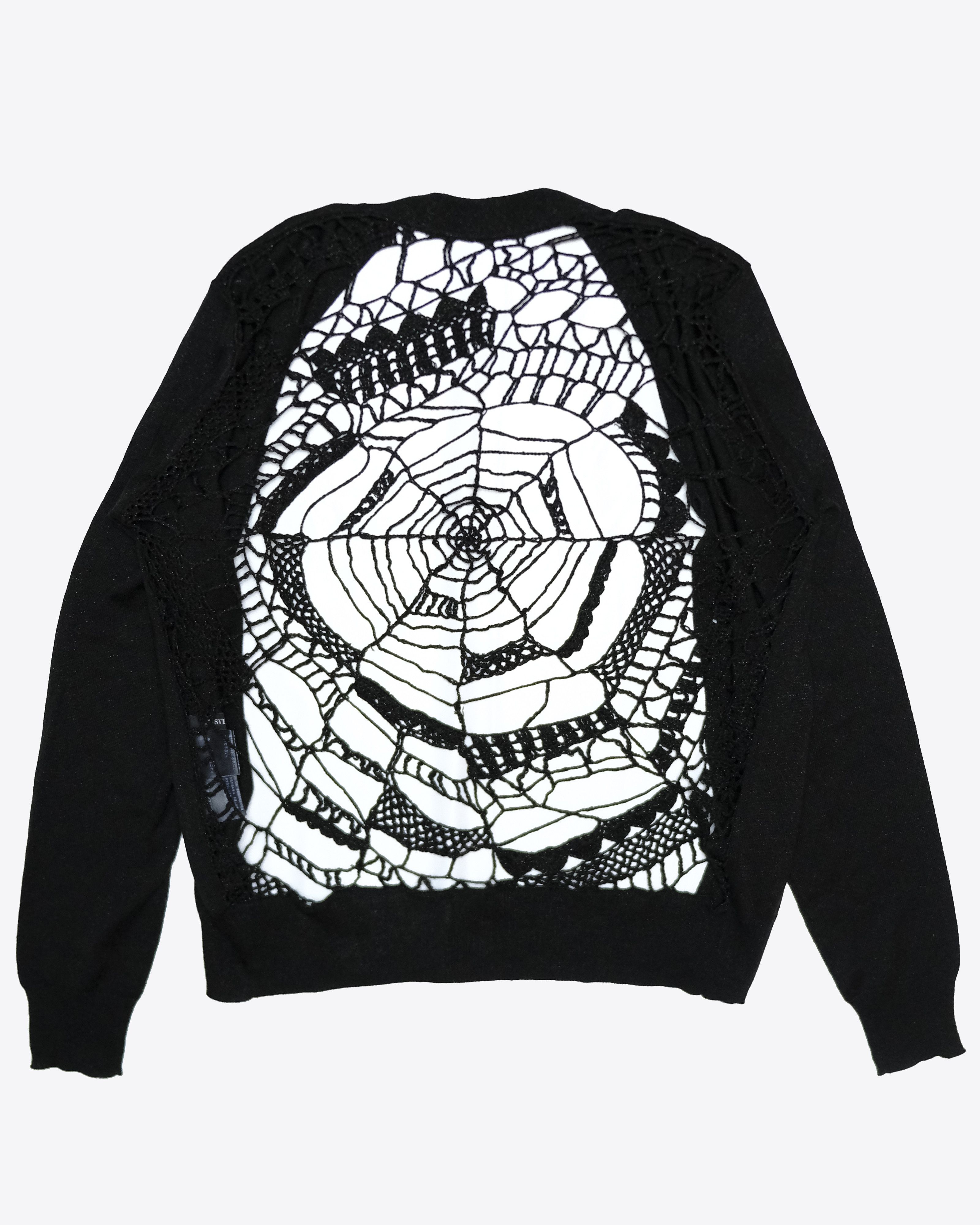 image of Hysteric Glamour Hysterics - Spider Cobweb Knit Cardigan, Size S in Black, Men's