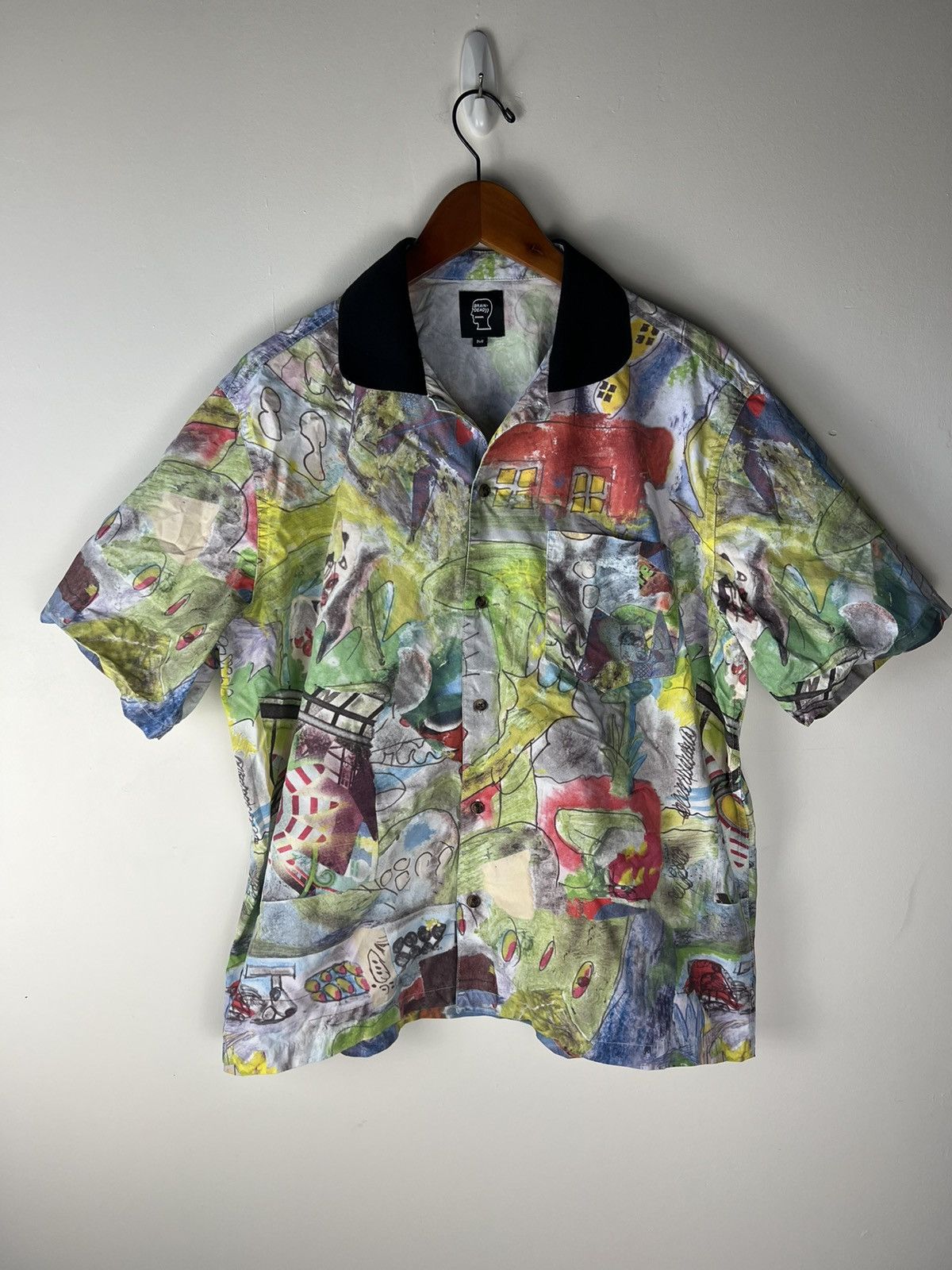 image of Brain Dead Leomis World Button Up Shirt, Men's (Size Medium)