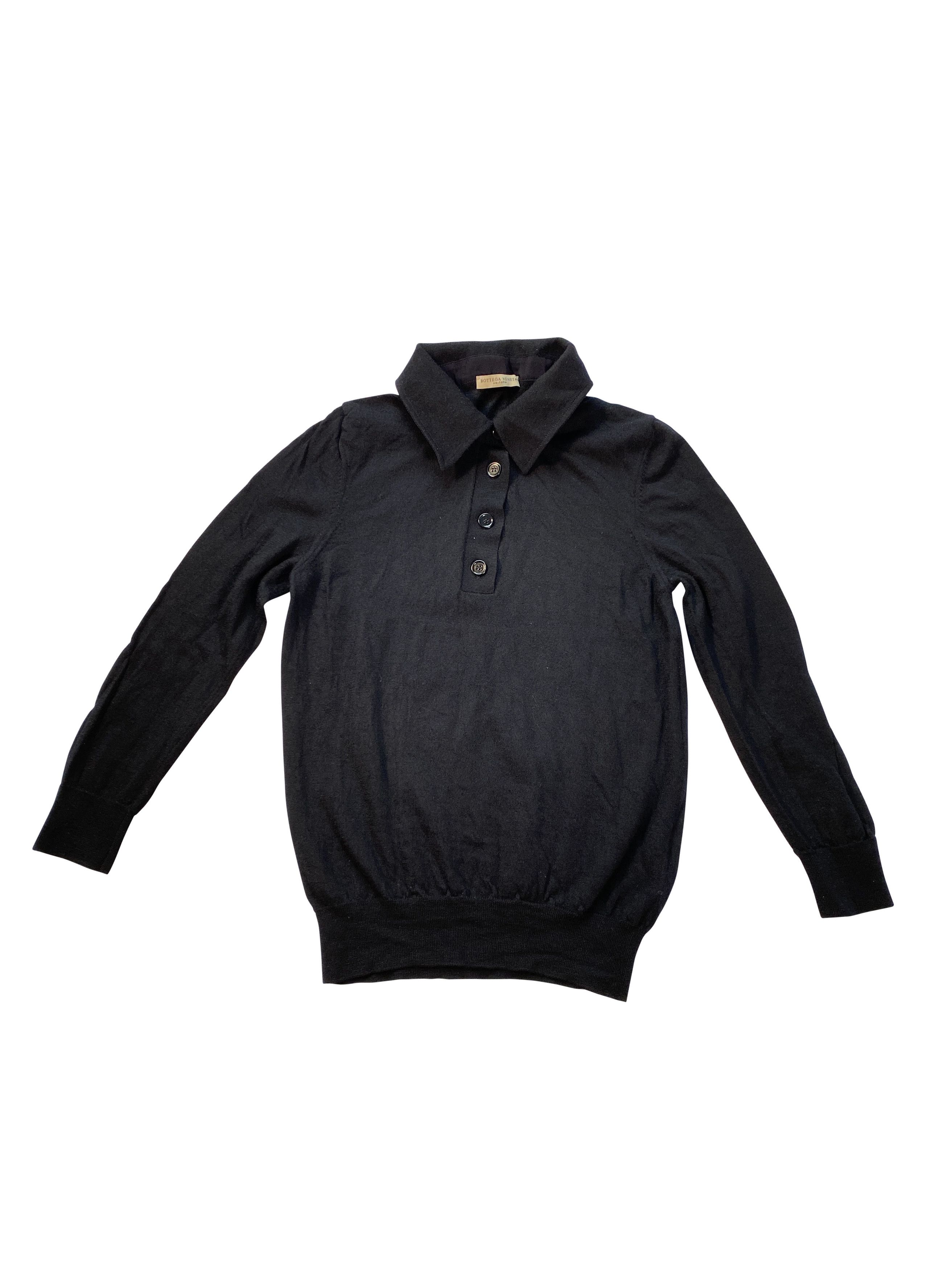 Bottega Veneta ⚡️QUICK SALE⚡️Bottega Veneta Black Long Sleeve Knit Polo Top Size S / US 4 / IT 40 - 1 Thumbnail