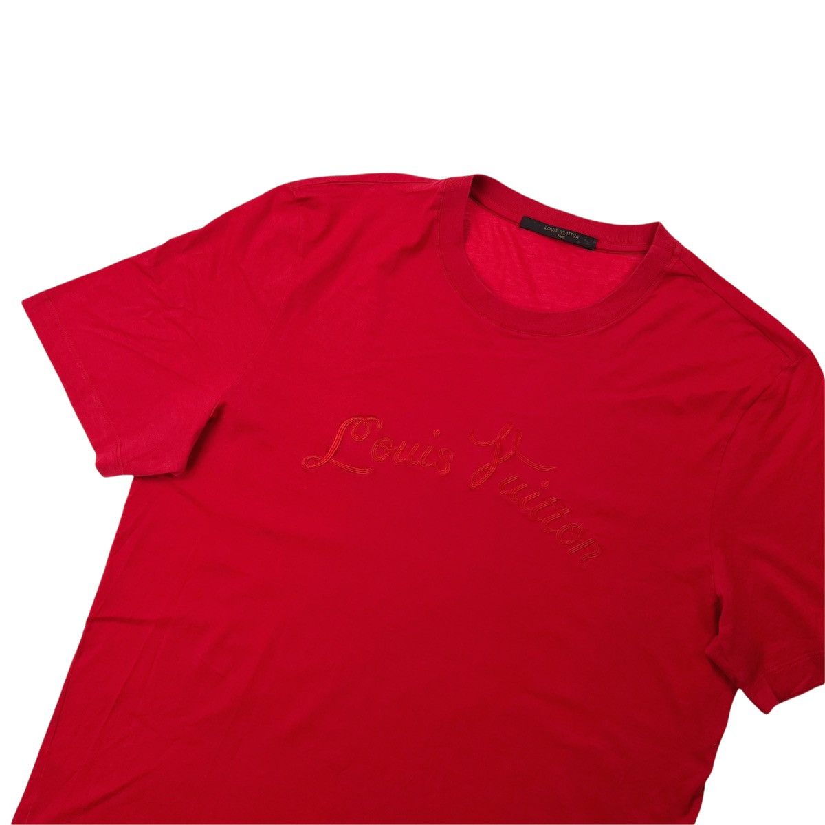 image of Louis Vuitton Red Embroidered T Shirt, Men's (Size XL)