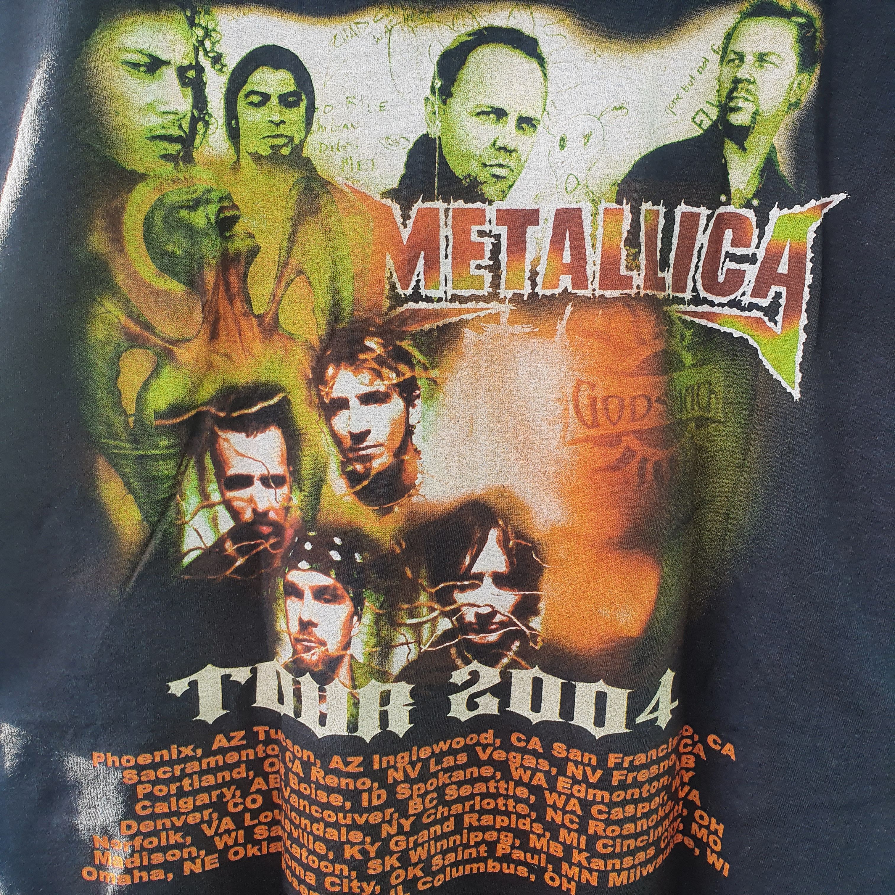 Band Tees × Vintage VINTAGE METALLICA MADLY INANGER WITH THE WORLD TOUR 2004 Size US XL / EU 56 / 4 - 4 Thumbnail