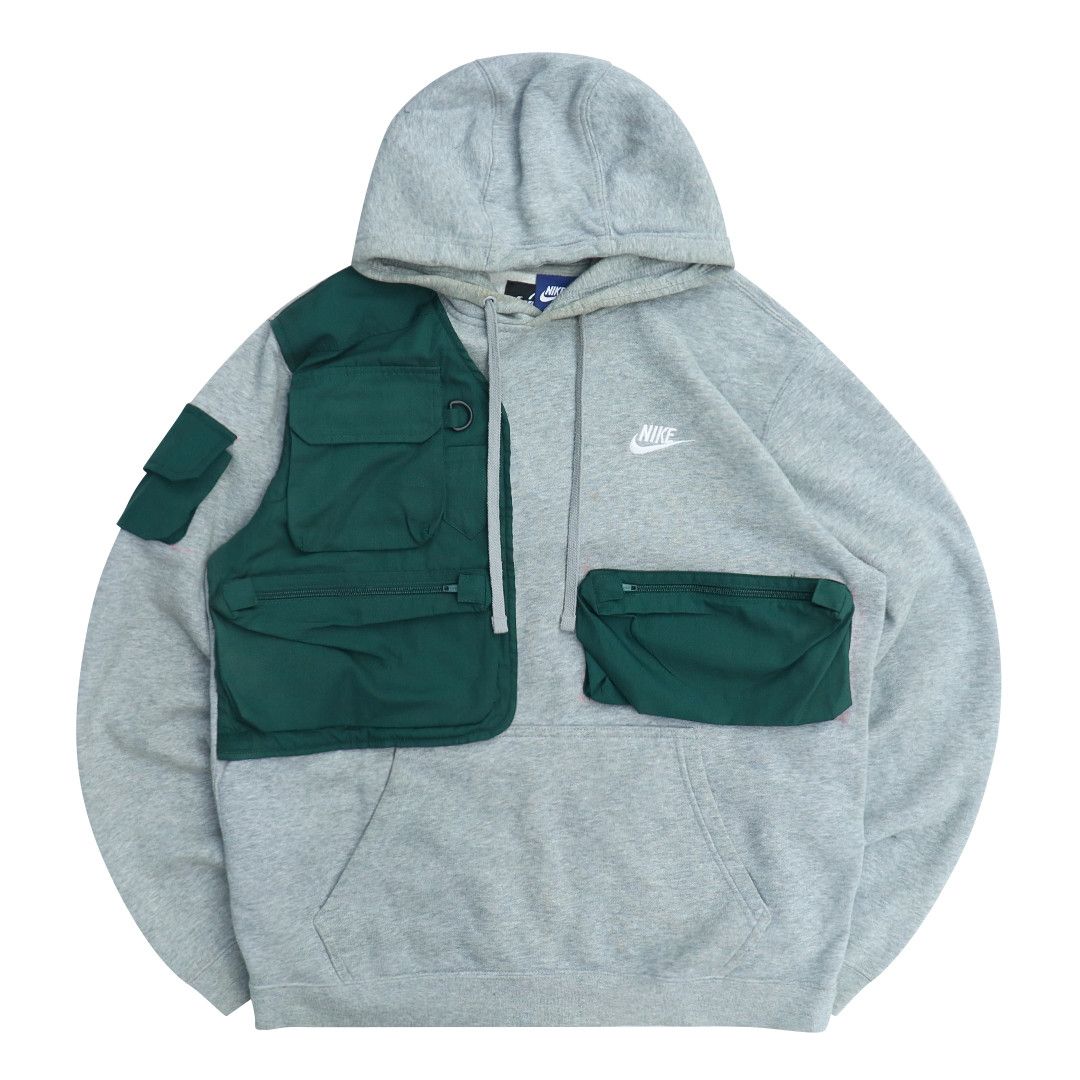 Nike Reworked Tactical Nike Hoodie Light Grey/Dark Green | Grailed