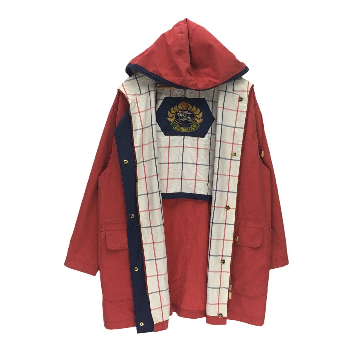 Burberry Vintage Burberrys Big Logo Zipper Hoodie Long Parka Jacket Size US L / EU 52-54 / 3 - 1 Thumbnail