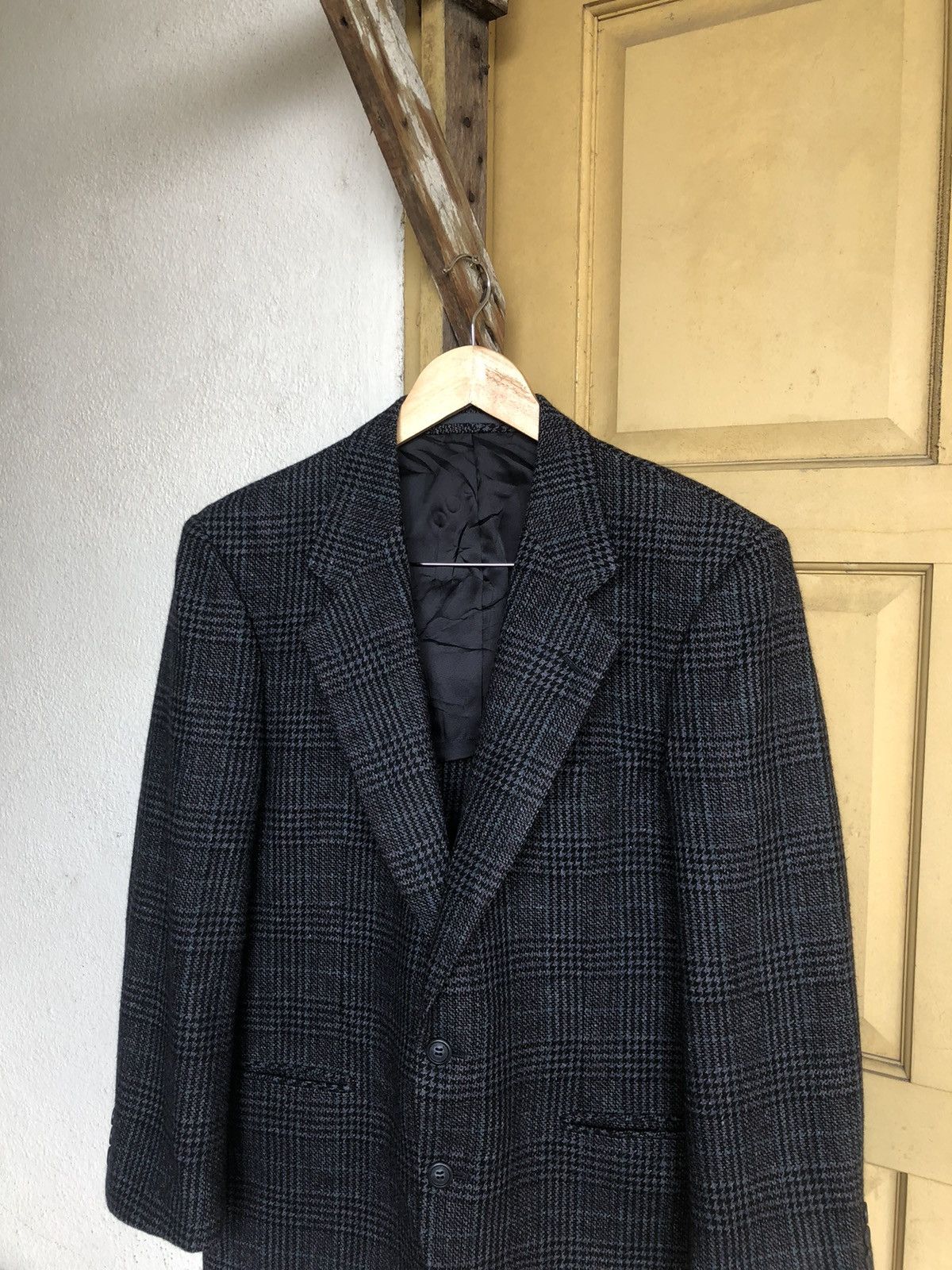 Vintage Vintage Max Laurent Wool Gingham Single Breasted Blazer Size US M / EU 48-50 / 2 - 2 Thumbnail