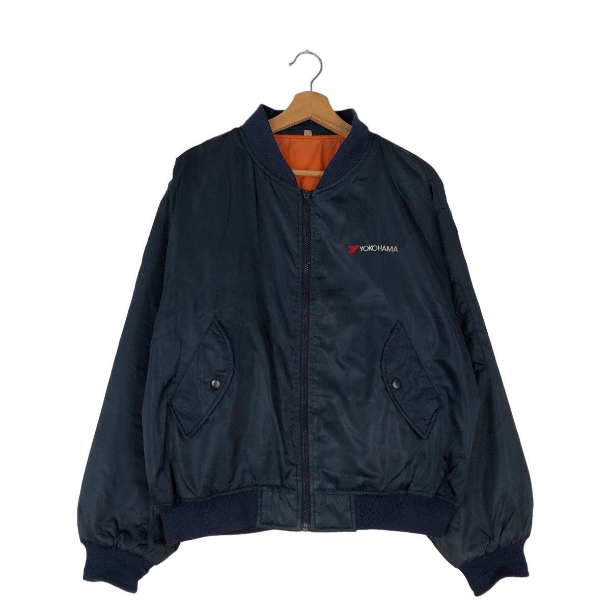 VINTAGE BOMBER JACKET YOKOHAMA RACING WEAR WORKER BIG LOGO