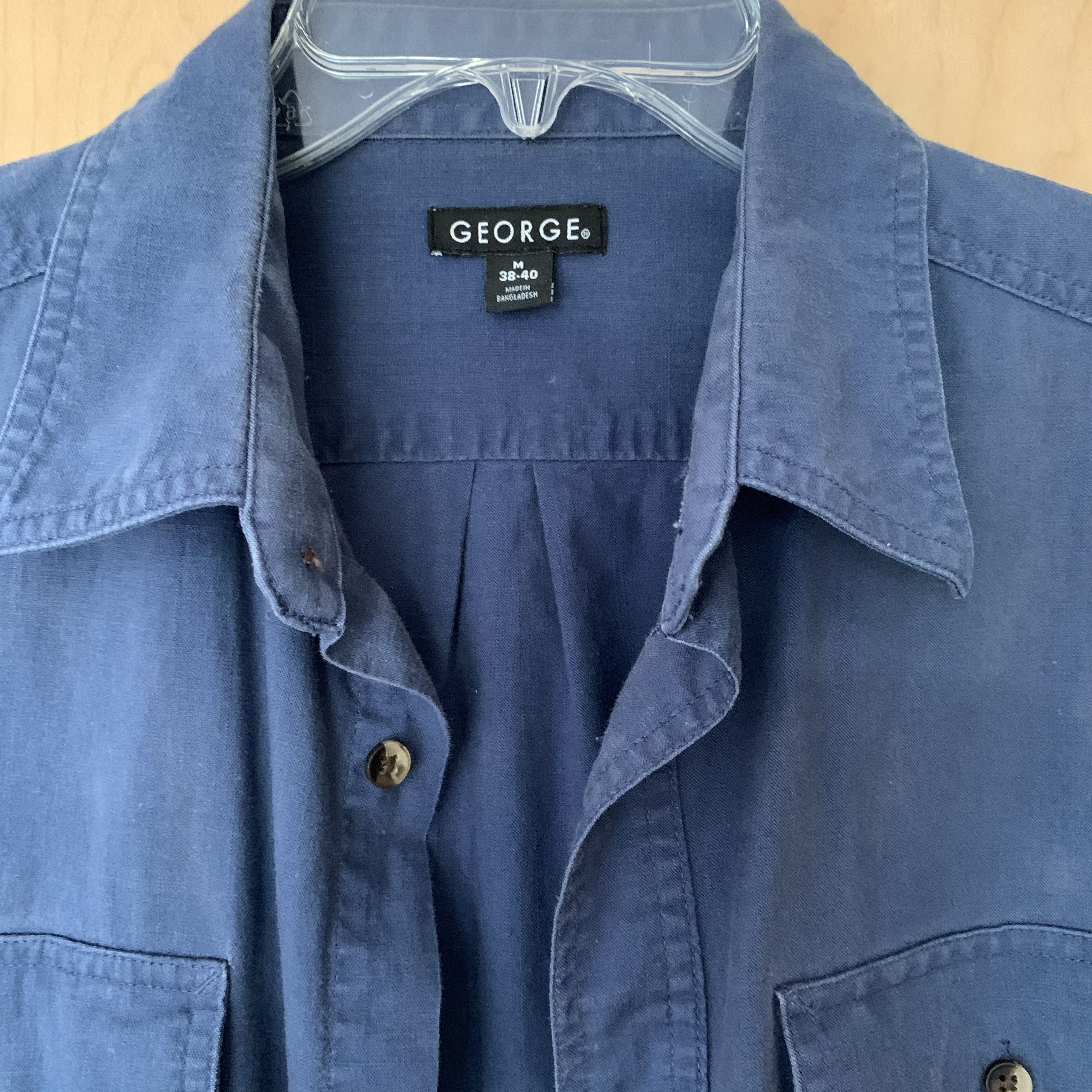 George George 100% Cotton Button Down Shirt M Convertible Sleeves Size US M / EU 48-50 / 2 - 8 Thumbnail
