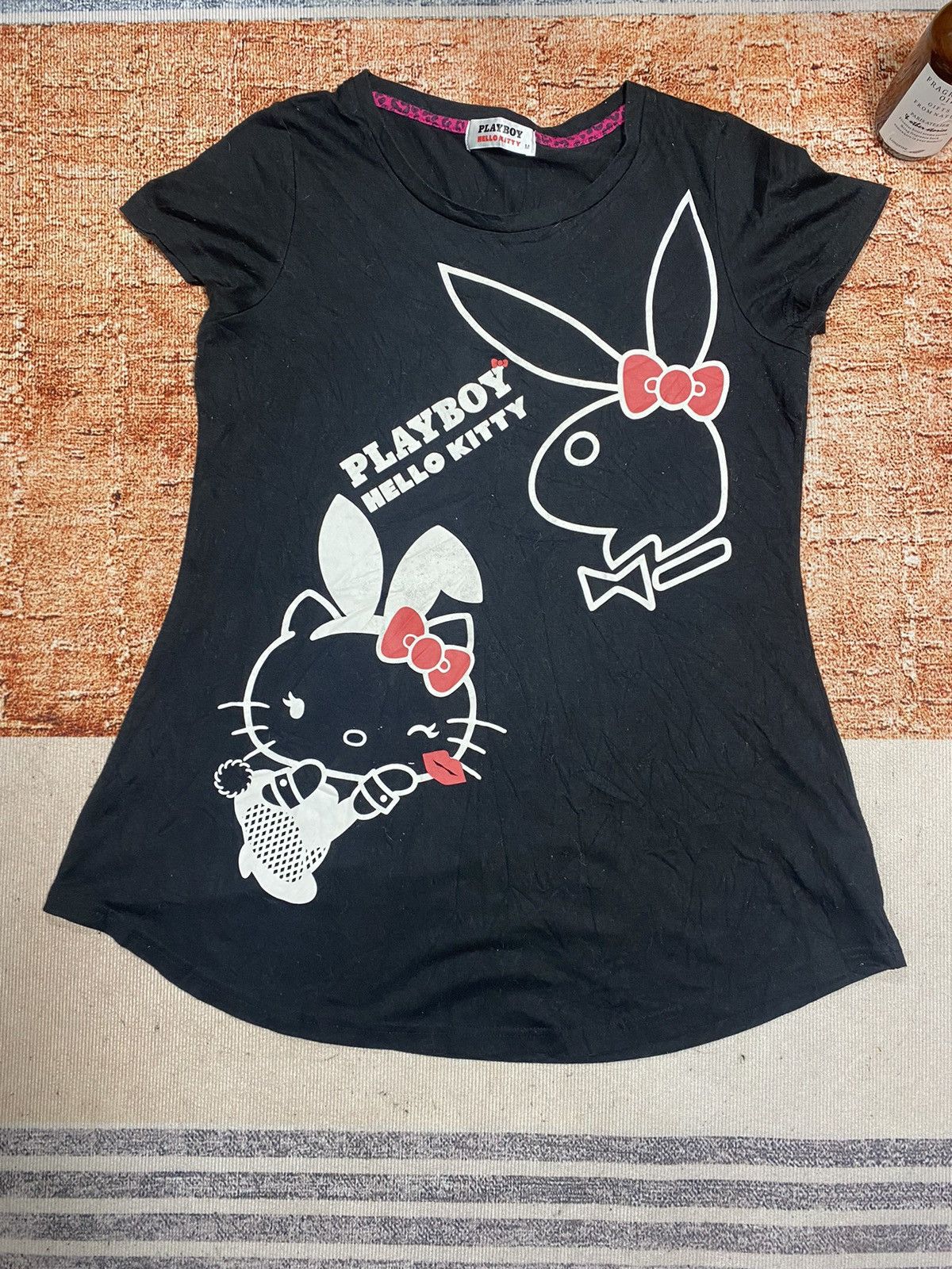 Japanese Brand × Playboy (I) PLAYBOY X HELLO KITTY BLACK TEES Size M / US 6-8 / IT 42-44 - 1 Thumbnail
