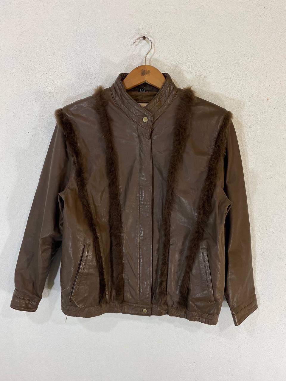 image of Avant Garde x Leather Jacket Vintage s Pvc Jacket Nice Design in Brown (Size Small)