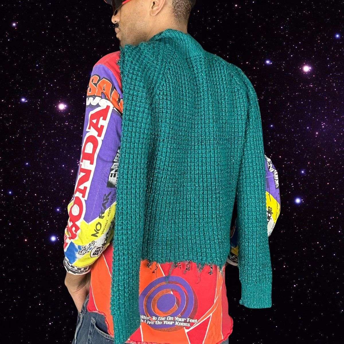 Vintage ASTROBOI* Green Metallic Grunge Sweater - Medium Size US M / EU 48-50 / 2 - 6 Thumbnail