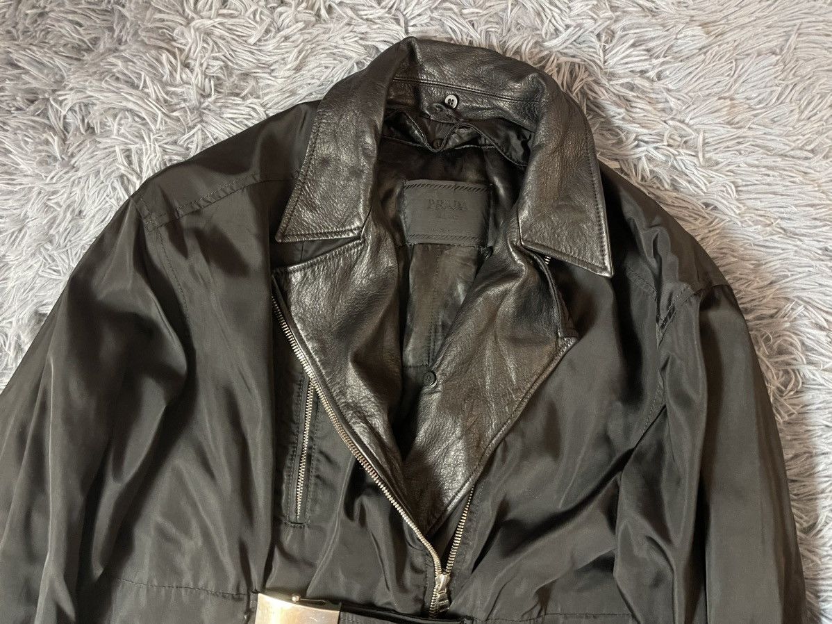 Prada × Vintage Prada nylon + leather avant garde belted biker jacket Size US M / EU 48-50 / 2 - 8 Thumbnail