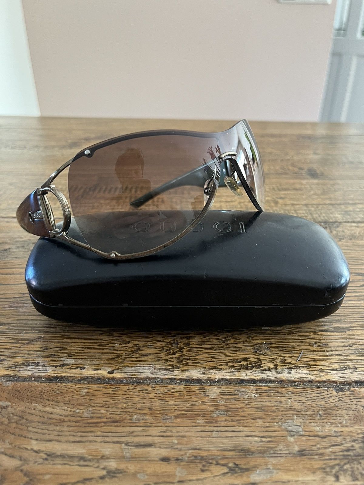 Gucci Gucci Vintage Horsebit Shield Rimless Vintage Sunglasses Grailed