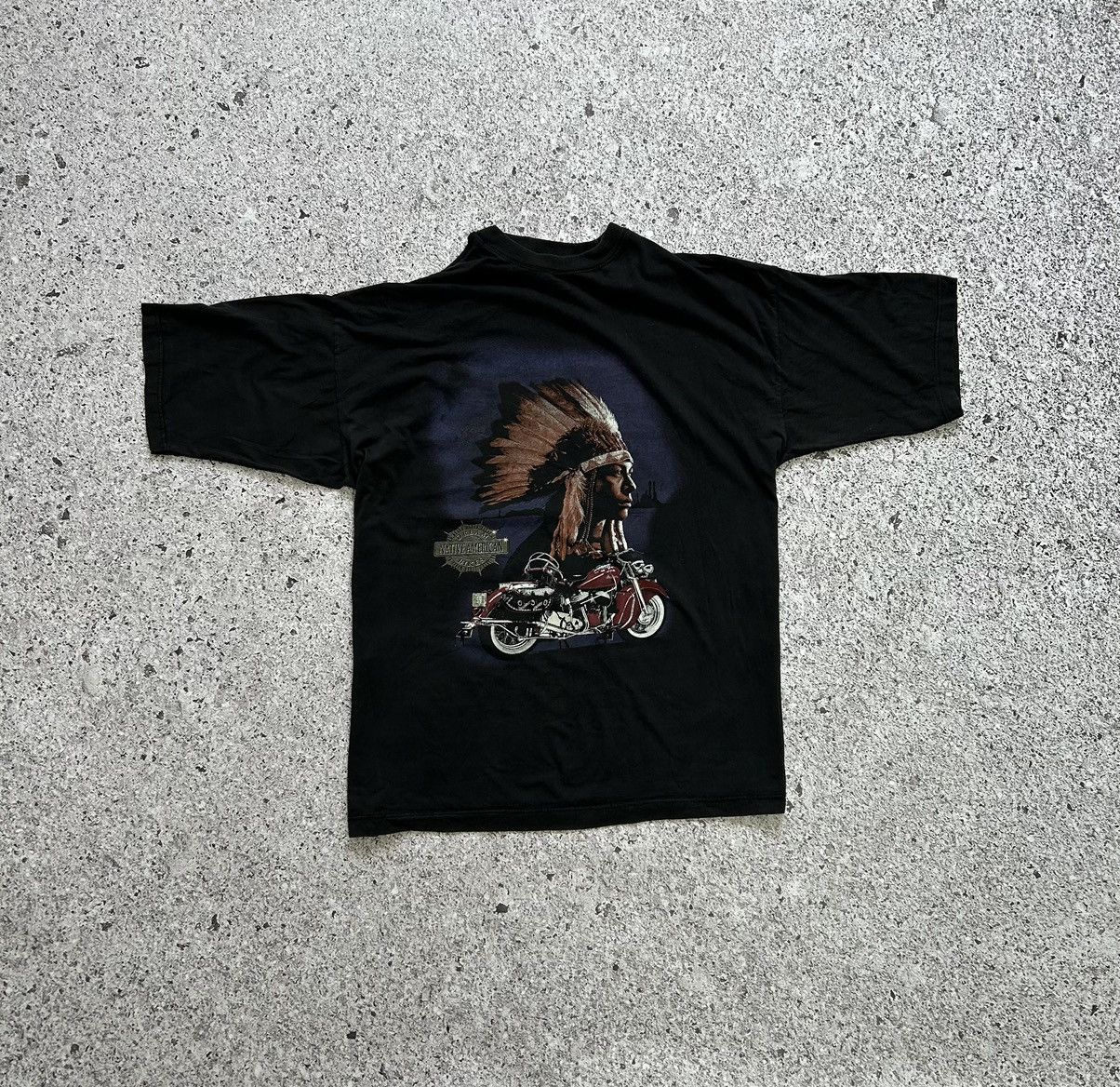 Band Tees × Harley Davidson × Vintage Vintage 90s Dream Native American Bikes Indian Chief T-Shirt Size US L / EU 52-54 / 3 - 1 Thumbnail