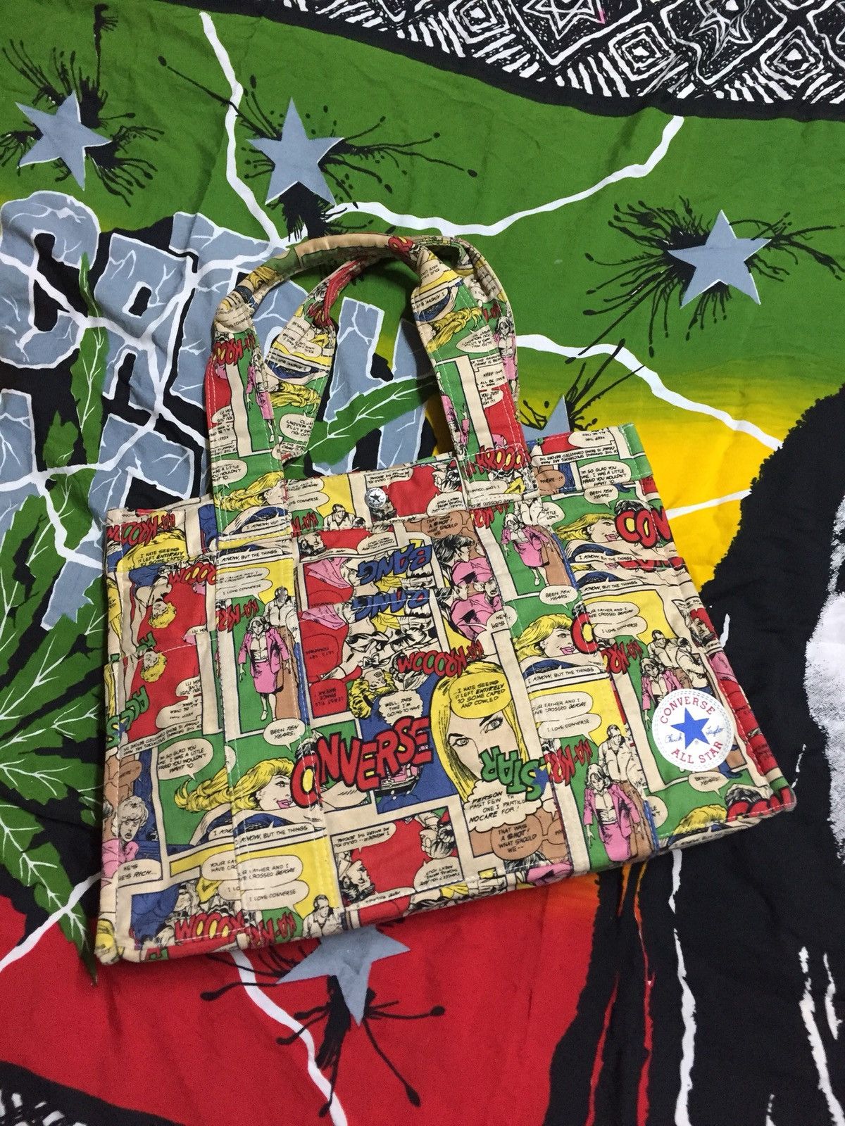 Vintage Converse Tote Bag Pop-Art Cartoon Streetwear Anime, Men's