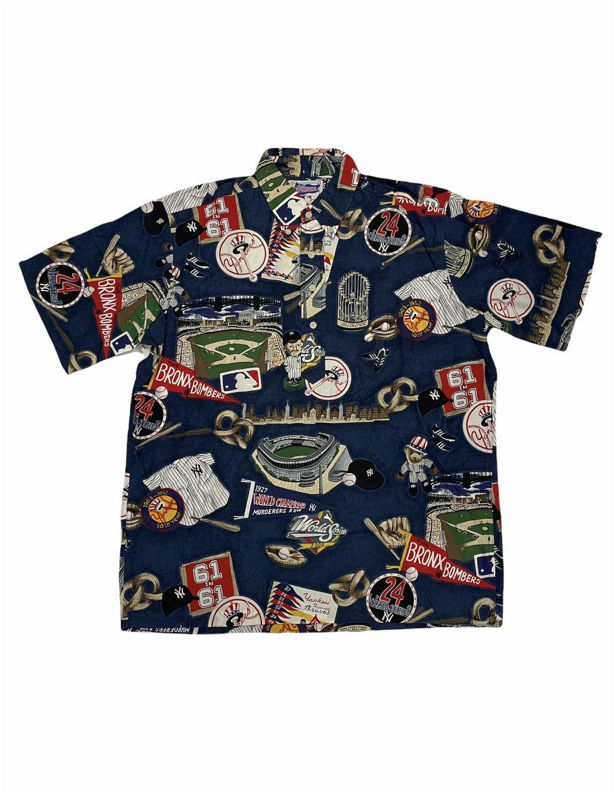 Vintage New York Yankees MLB Reyn Spooner Rayon Hawaiian Shirt YS