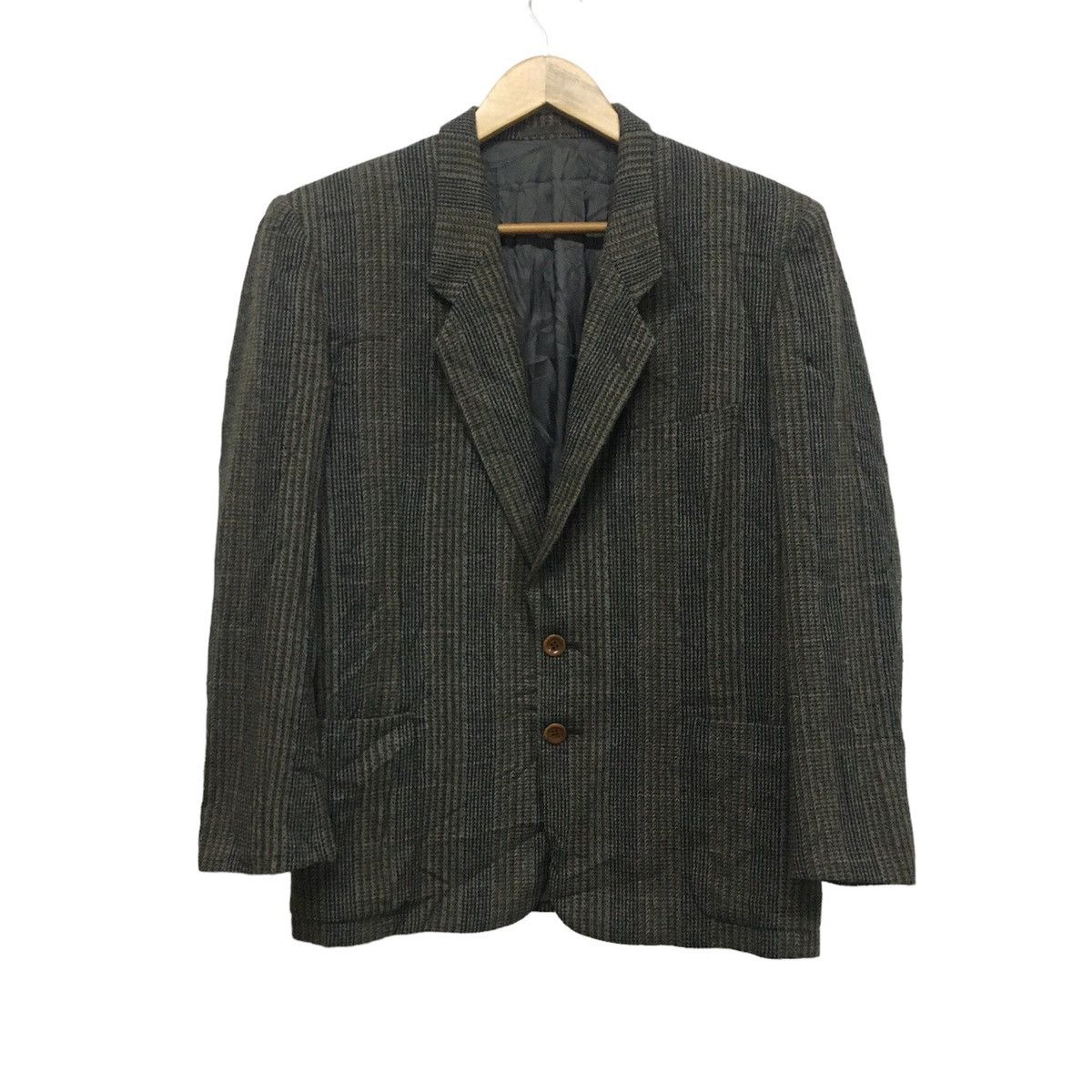 image of Christian Dior Monsieur Vintage Christian Dior Tweed Wool Single Breasted Blazer in Grey/Olive (Siz