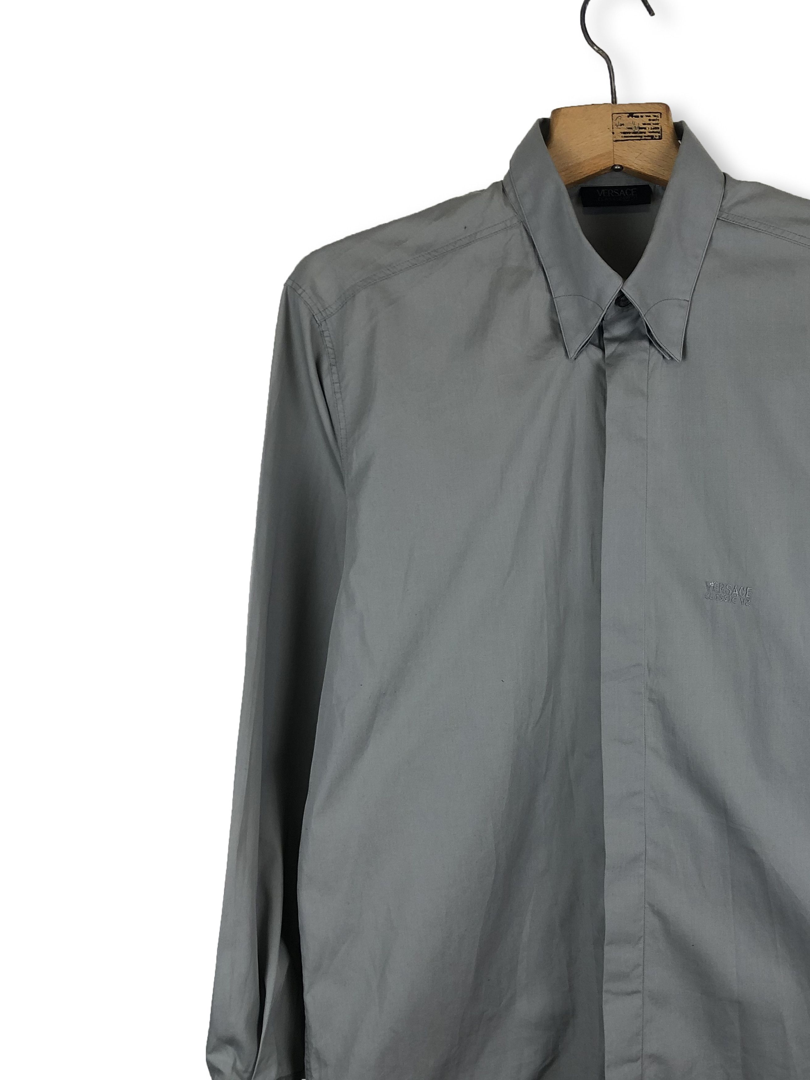 Versace Vintage VERSACE Gray Formal Shirt M86 Size 42S - 3 Thumbnail