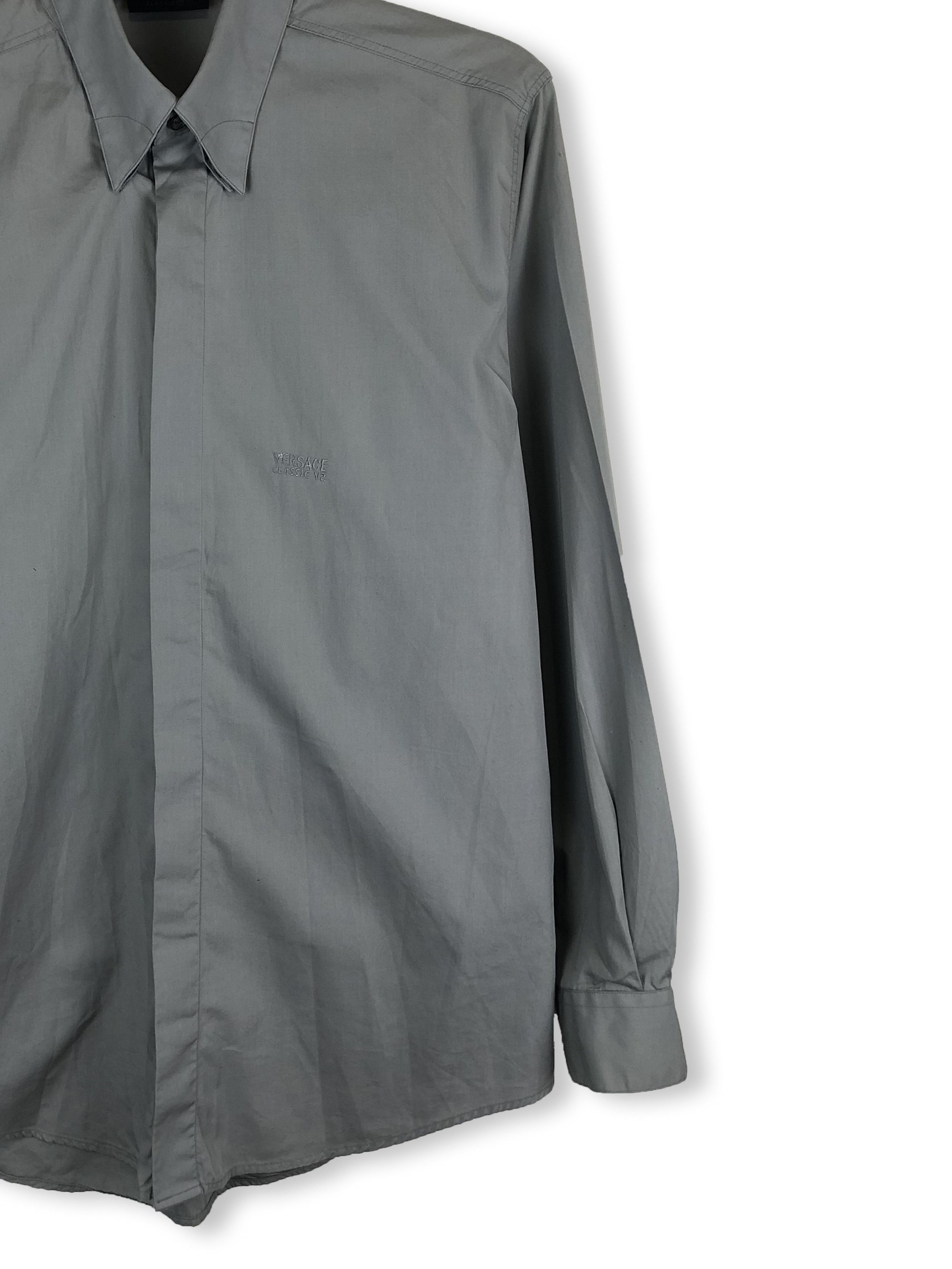 Versace Vintage VERSACE Gray Formal Shirt M86 Size 42S - 2 Thumbnail