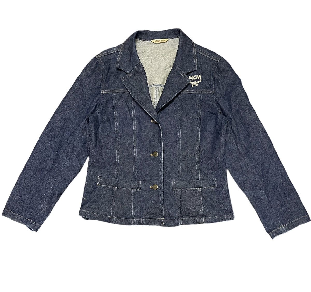 image of MCM Legare Denim Blazer in Blue, Women's (Size Large)