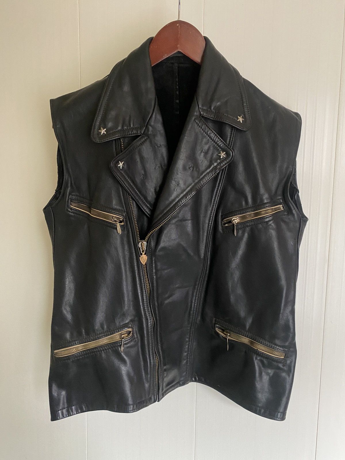 image of Haelson Horsehide German Rare Motorcycle Vest. Vintage 1940S in Black, Men's (Size Medium)