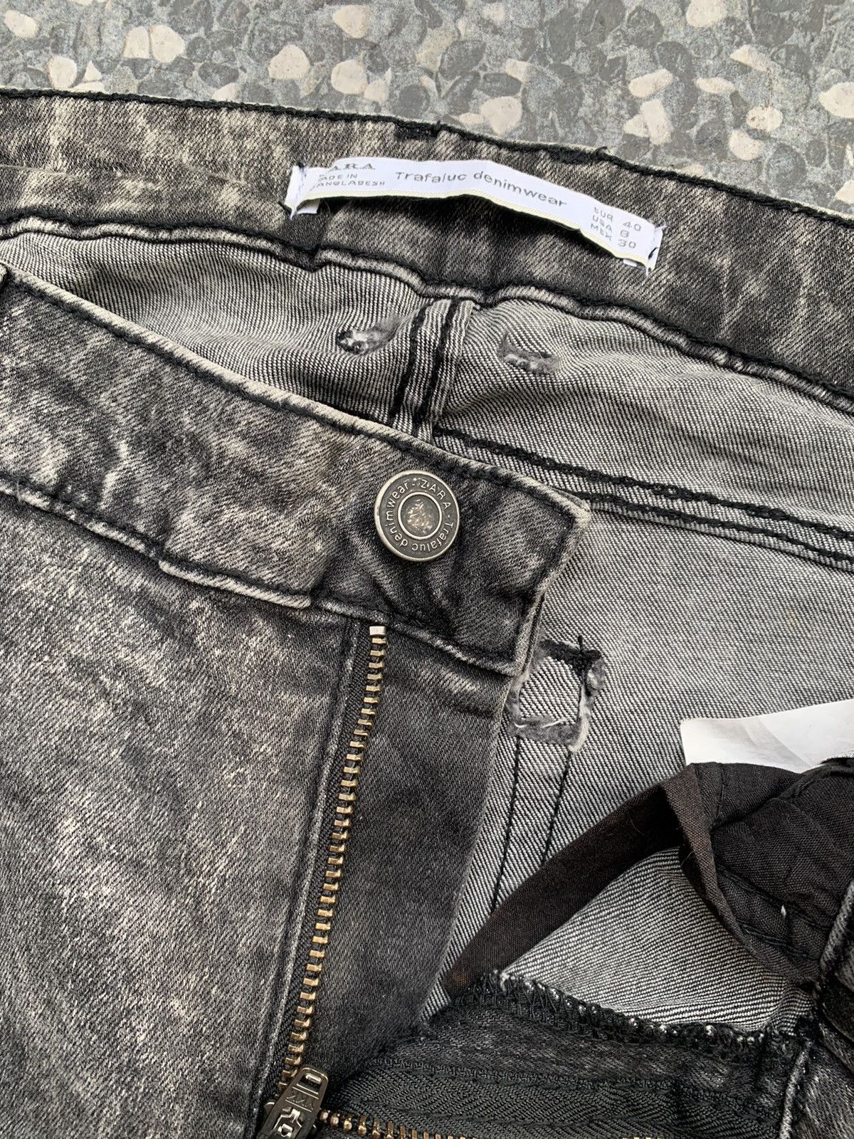 Zara Zara Acid Wash Distressed Denim Size US 29 - 6 Thumbnail