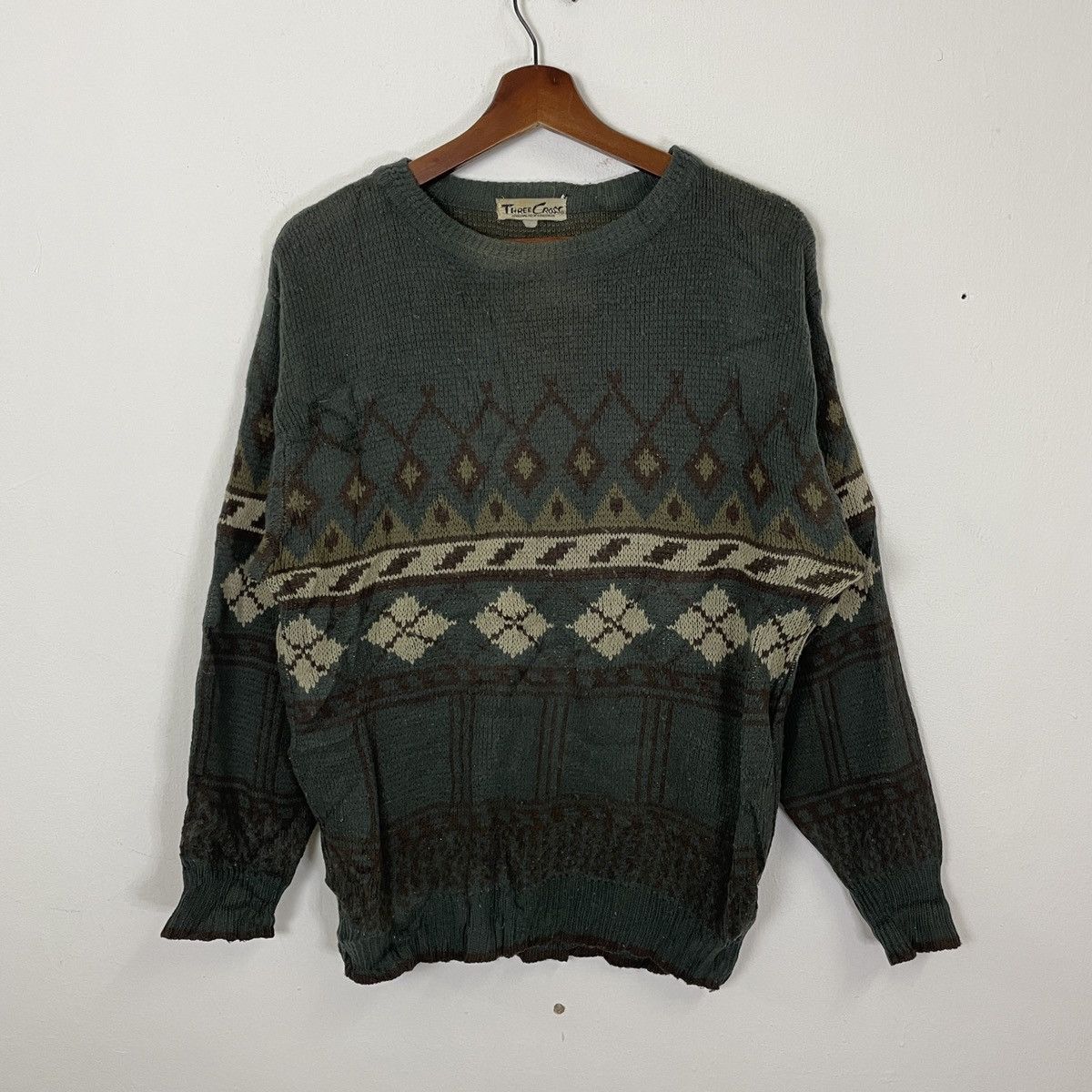 Aran Isles Knitwear Vintage Three Cross Art Motive Jumper Knitwear Size US M / EU 48-50 / 2 - 1 Thumbnail